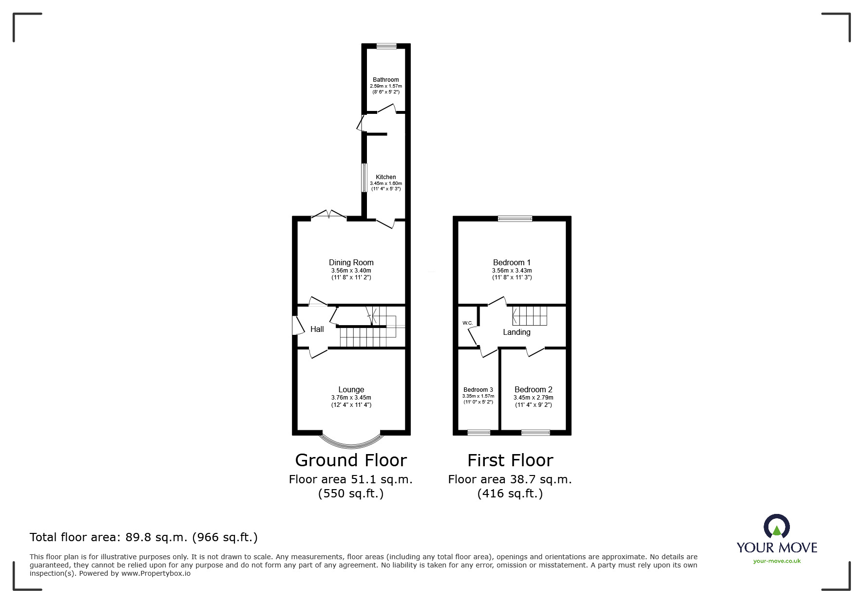 Floorplan of 3 bedroom Mid Terrace House for sale, Mount Pleasant Road, Castle Gresley, Derbyshire, DE11