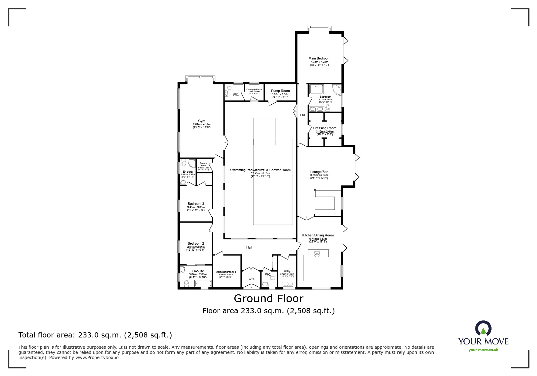 Floorplan of 4 bedroom Detached Bungalow for sale, Colliery Lane, Linton, Derbyshire, DE12