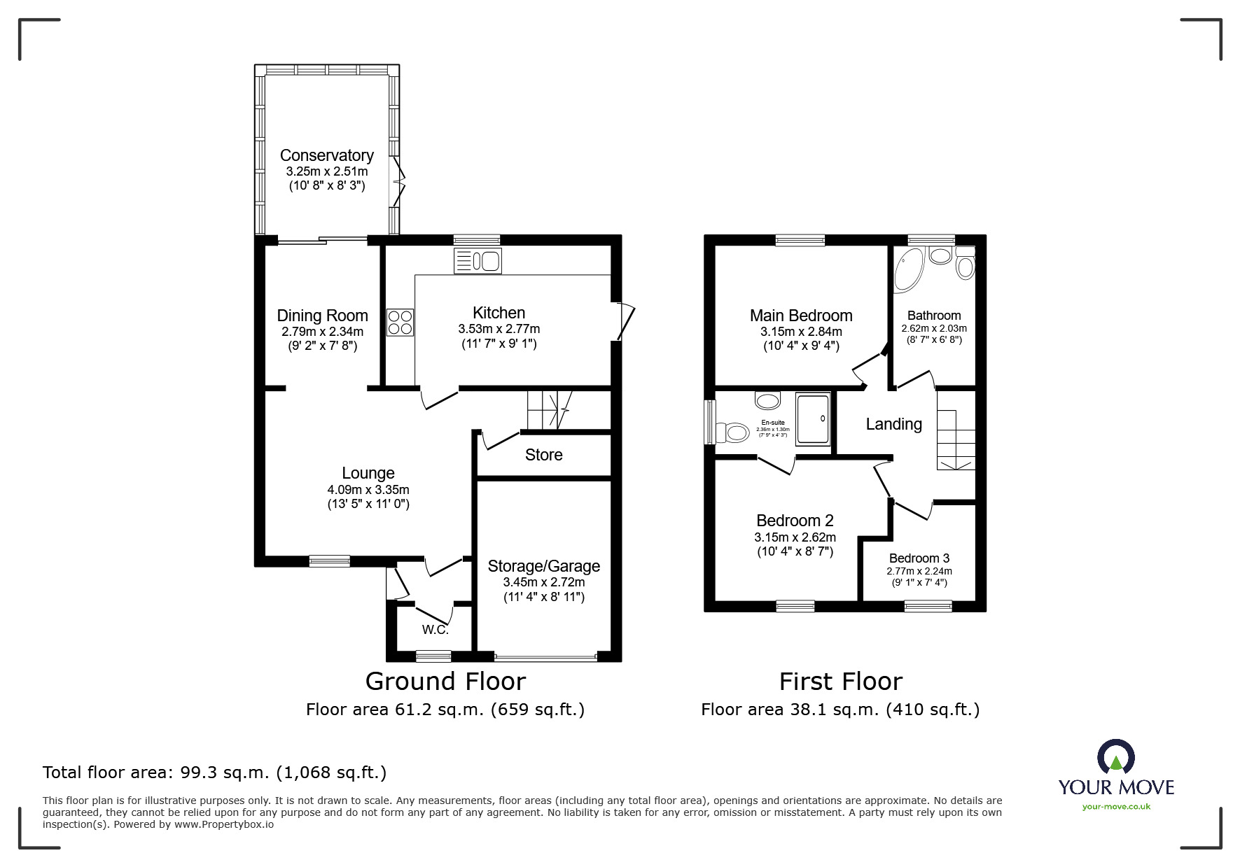 Floorplan of 3 bedroom Detached House for sale, Rockcliffe Close, Church Gresley, Derbyshire, DE11