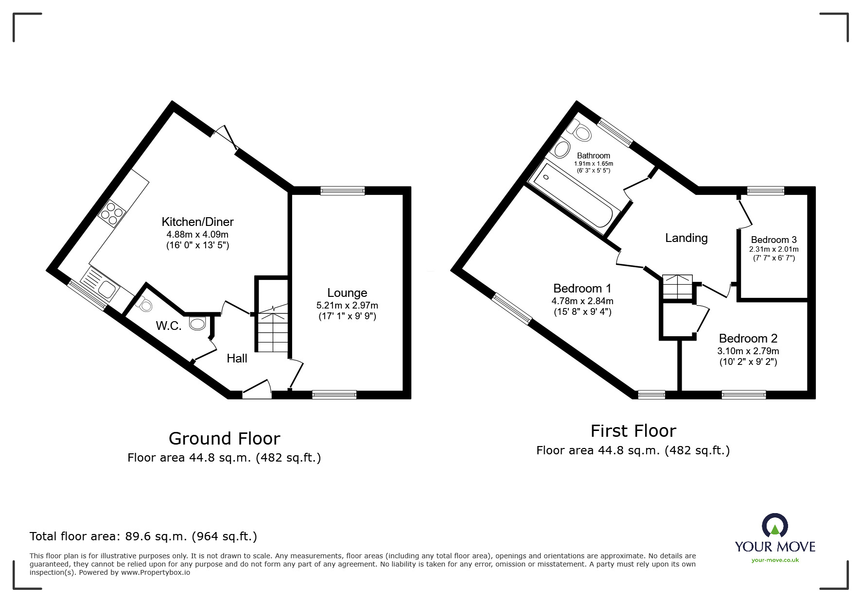 Floorplan of 3 bedroom Mid Terrace House for sale, Hepworth Road, Woodville, Derbyshire, DE11