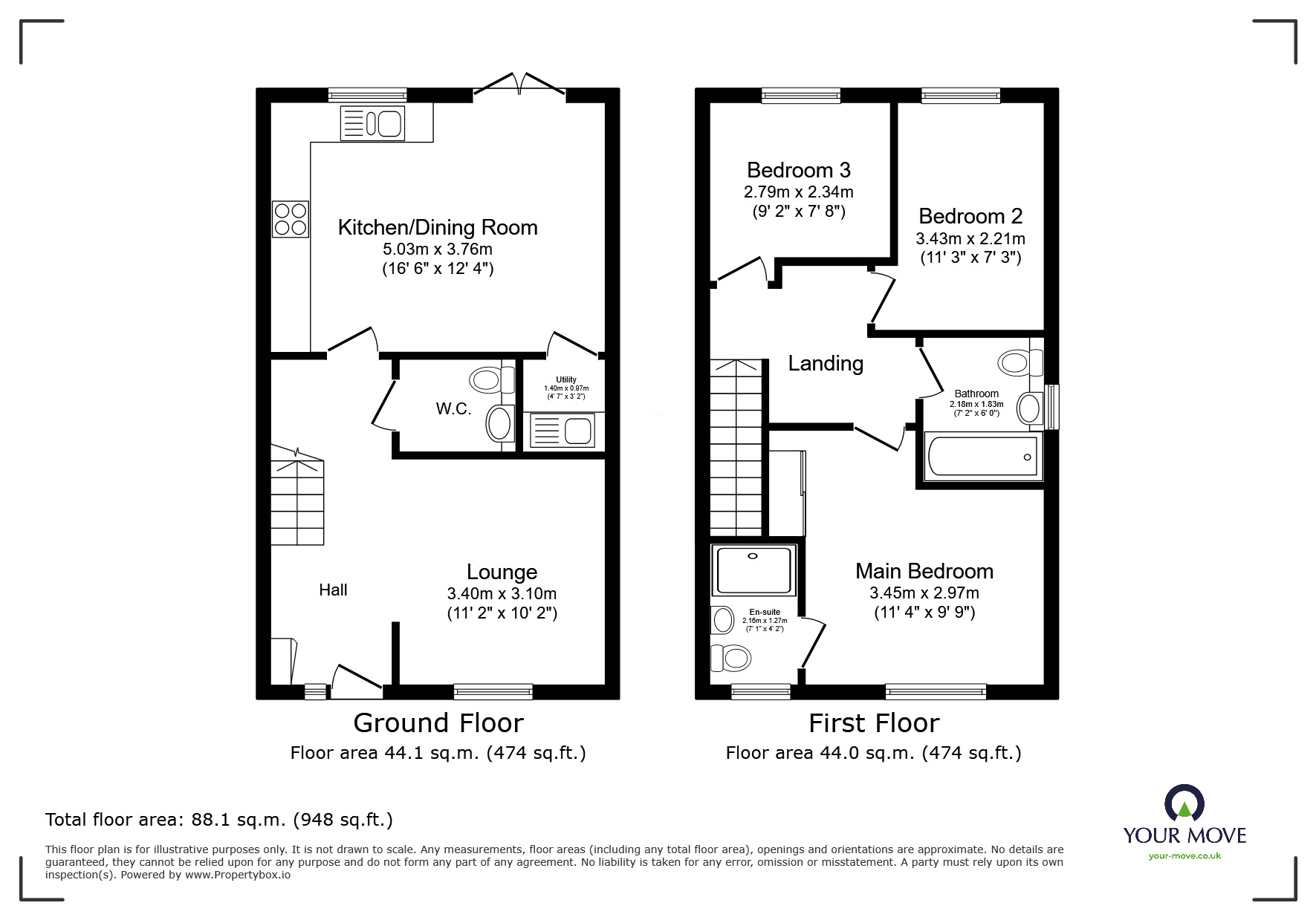 Floorplan of 3 bedroom Detached House for sale, Bombadil Way, Church Gresley, Derbyshire, DE11
