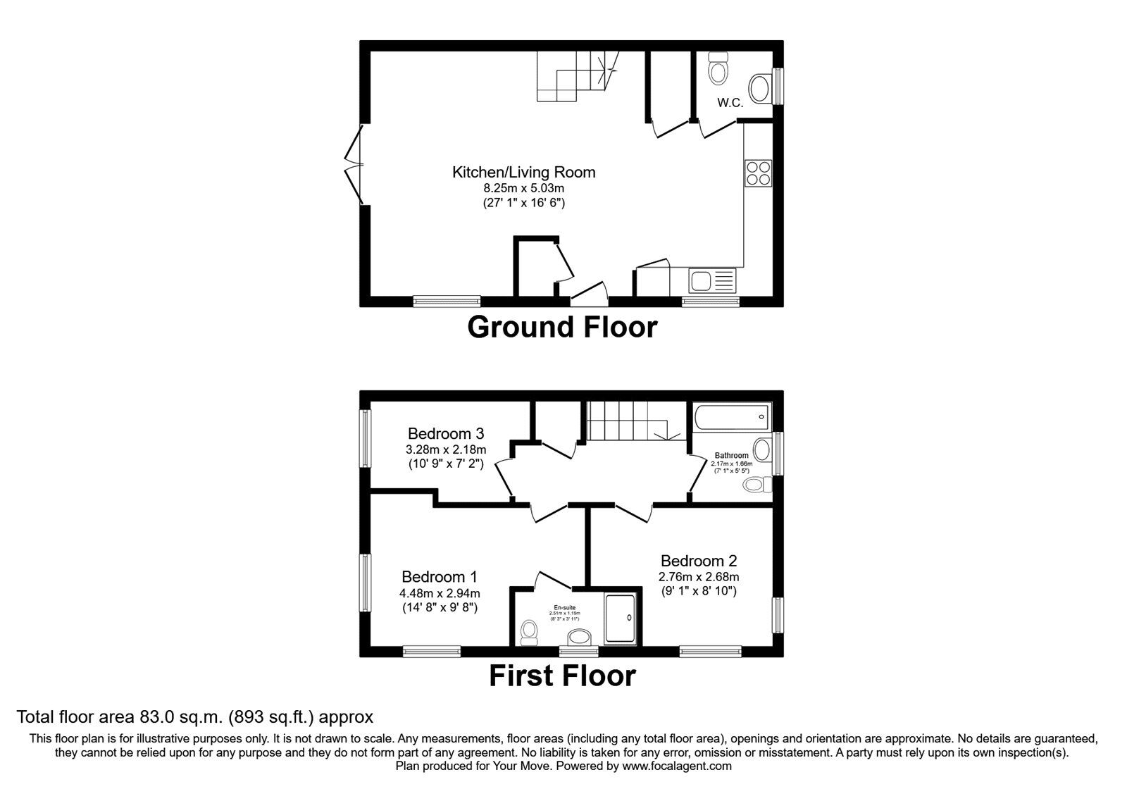 Floorplan of 3 bedroom Detached House to rent, Marble Drive, Newhall, Derbyshire, DE11