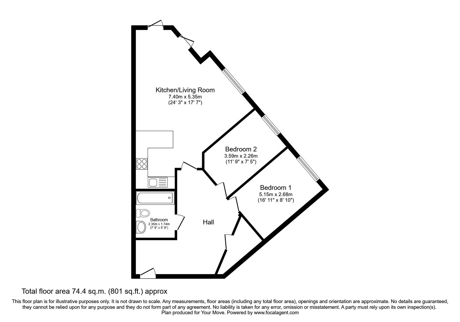 Floorplan of 2 bedroom  Flat to rent, Occupation Lane, Woodville, Derbyshire, DE11