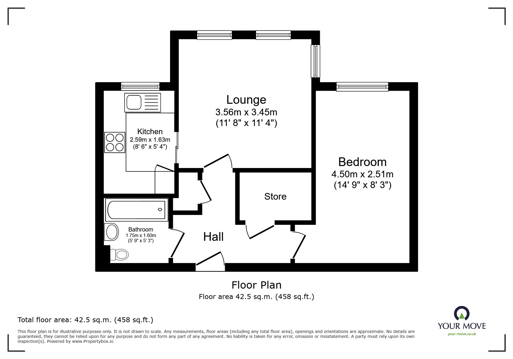 Floorplan of 1 bedroom  Flat for sale, Small Thorn Place, Woodville, Derbyshire, DE11