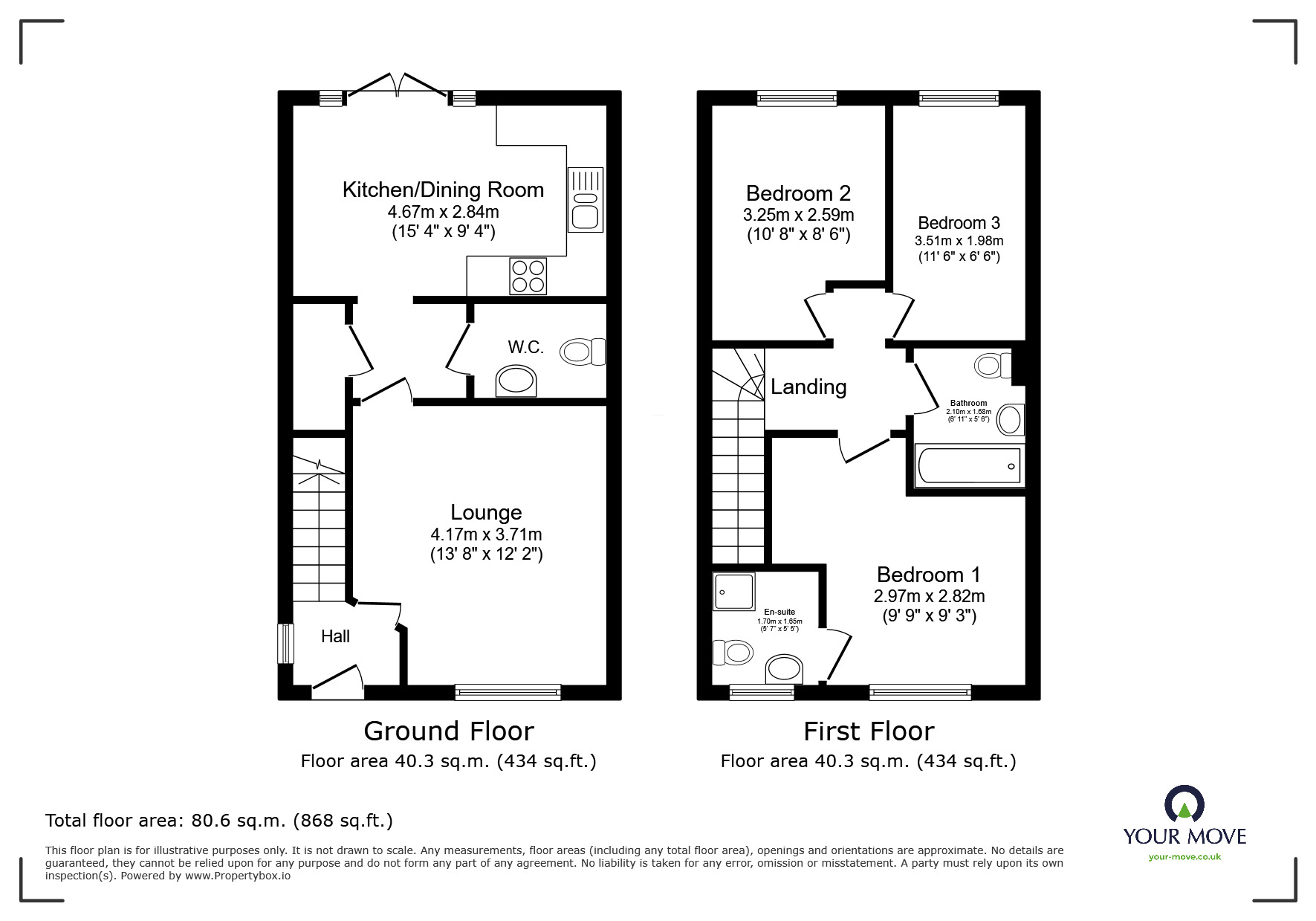 Floorplan of 3 bedroom Semi Detached House for sale, Ashlands Drive, Woodville, Derbyshire, DE11