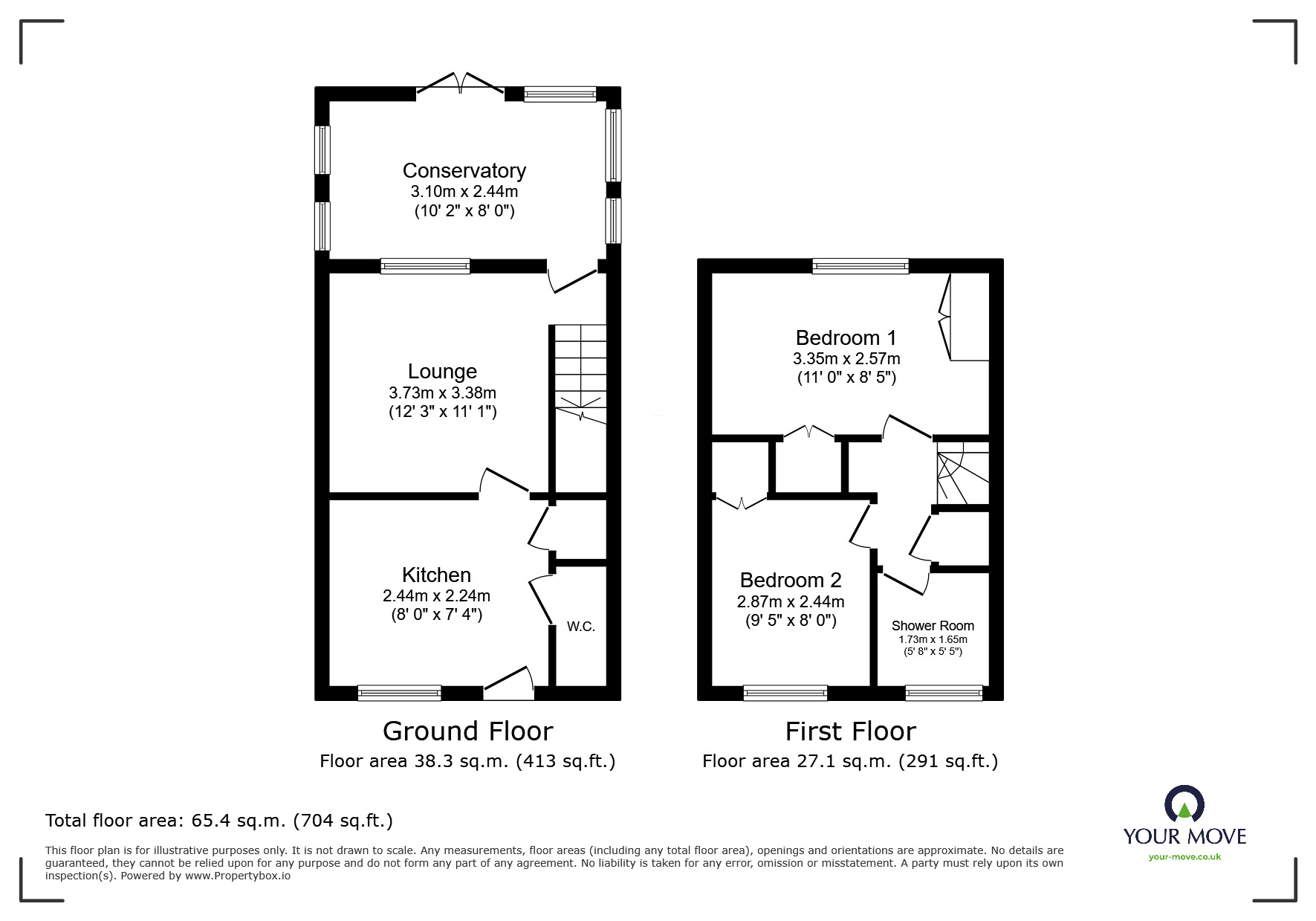Floorplan of 2 bedroom Semi Detached House for sale, Coppice Side, Swadlincote, Derbyshire, DE11