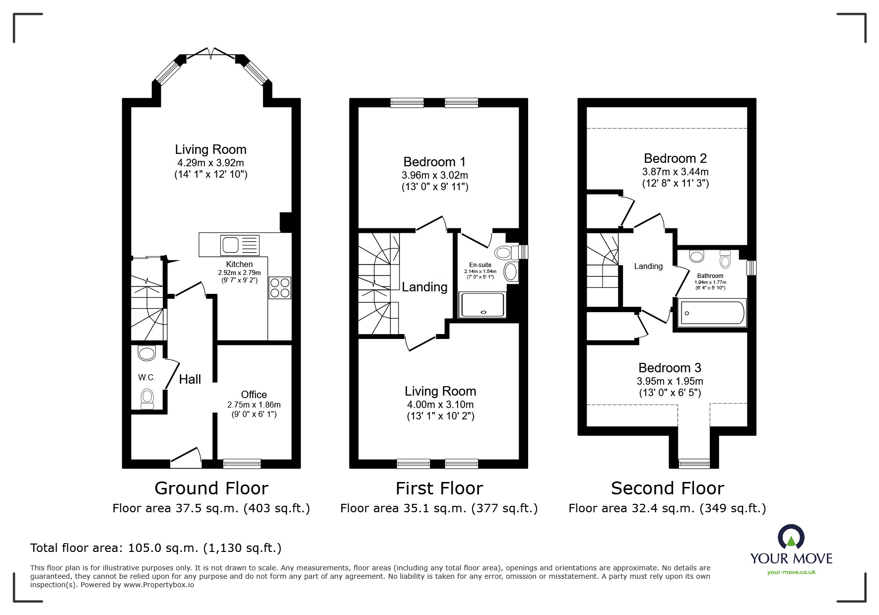 Floorplan of 4 bedroom Semi Detached Property to rent, Sunderland Close, Church Gresley, Derbyshire, DE11
