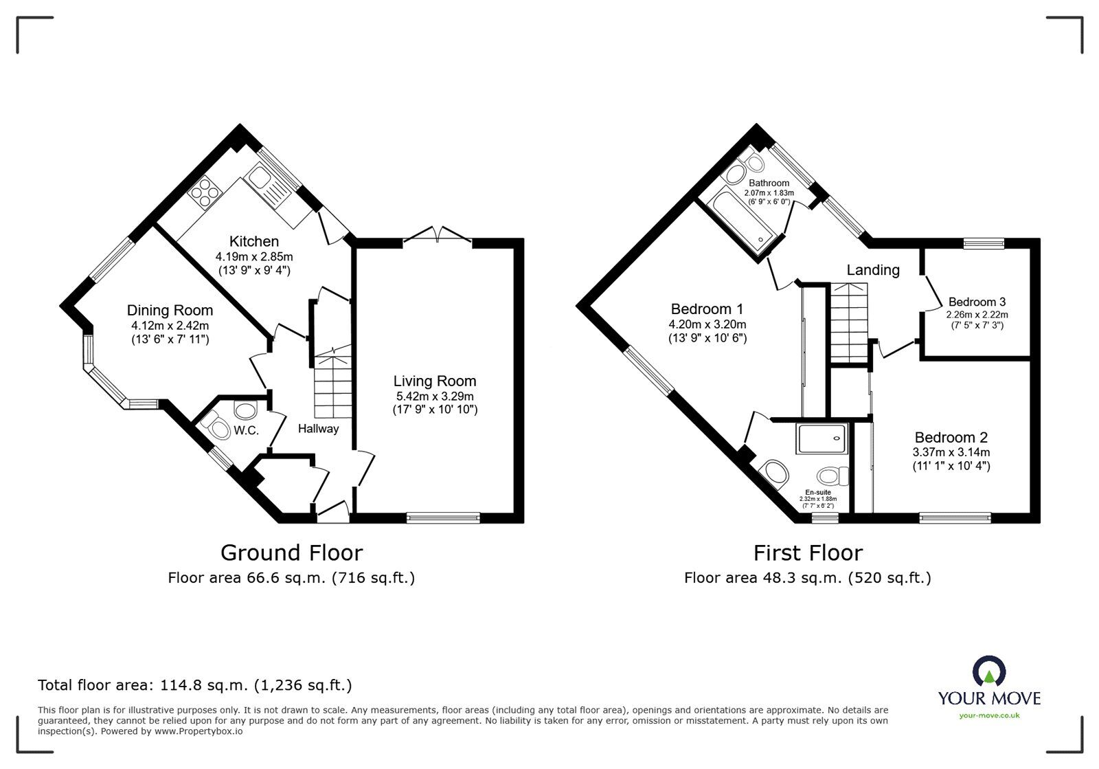 Floorplan of 3 bedroom Detached House to rent, Suffolk Way, Church Gresley, Derbyshire, DE11