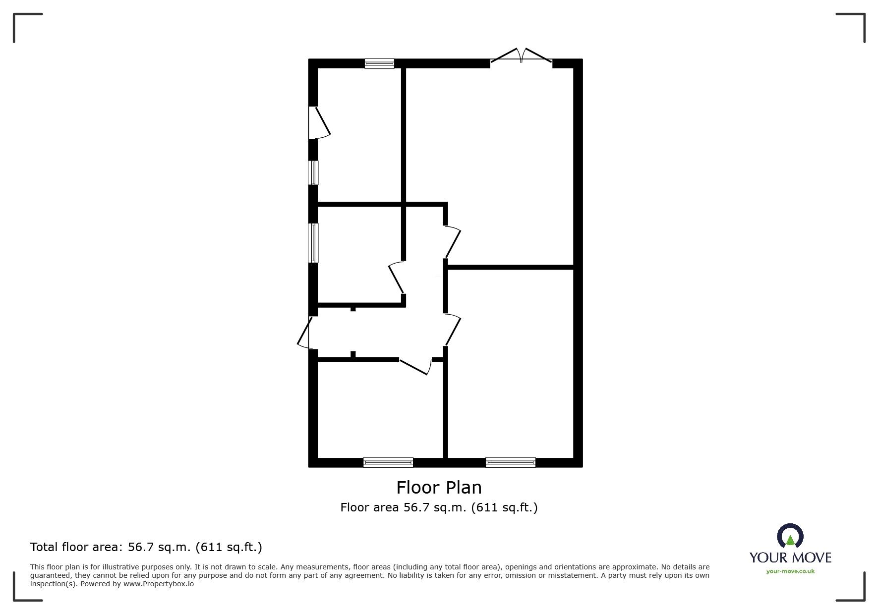 Floorplan of 2 bedroom Semi Detached Bungalow to rent, Beech Grove, Newhall, Derbyshire, DE11