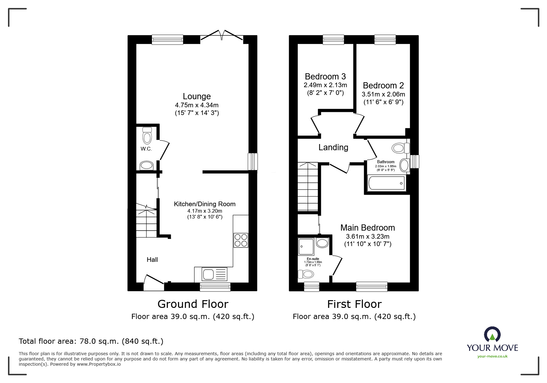 Floorplan of 3 bedroom Semi Detached House for sale, Kilnstone Close, Church Gresley, Leicestershire, DE11