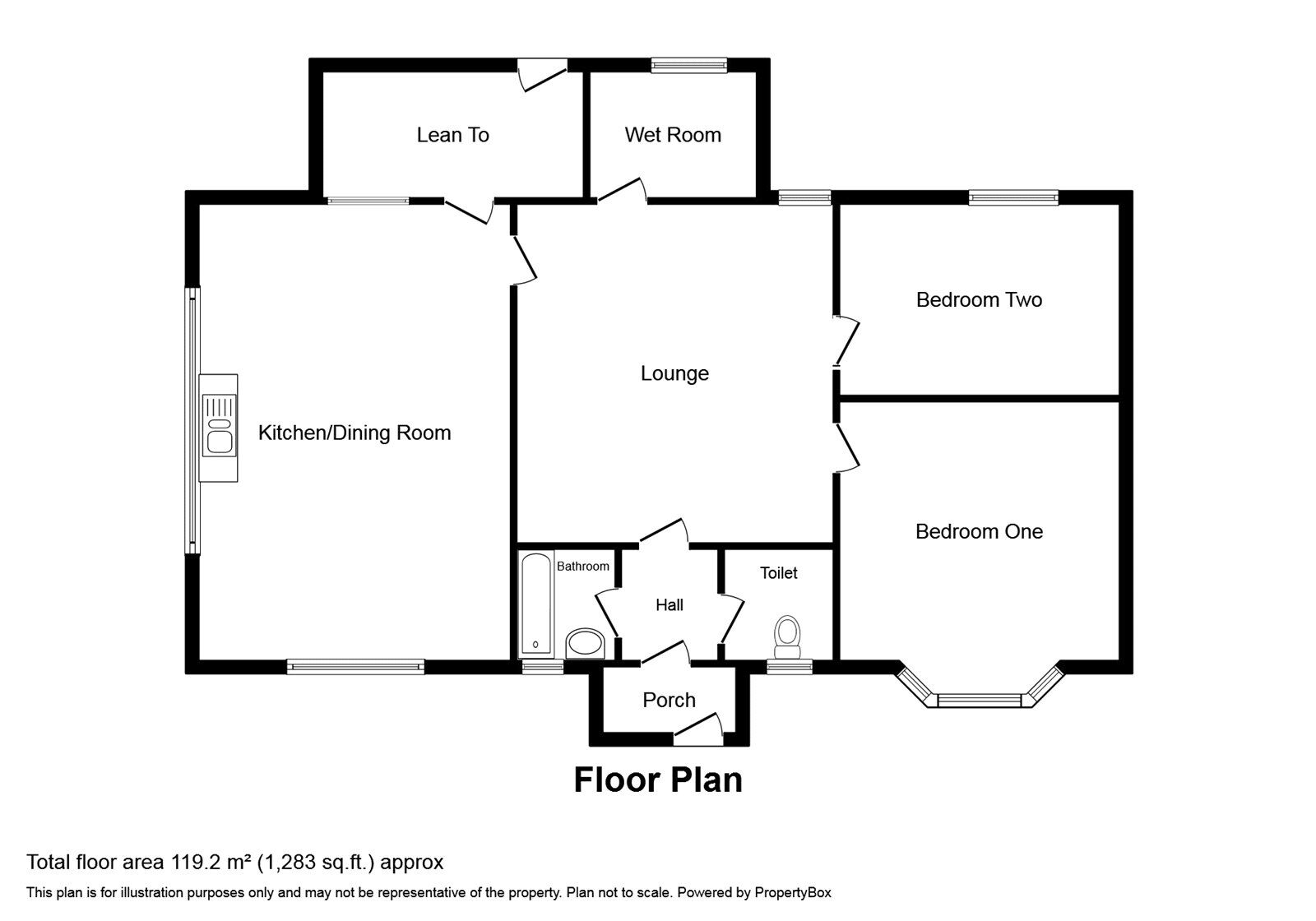 Floorplan of 2 bedroom Detached Bungalow for sale, Ashby Road, Moira, Leicestershire, DE12