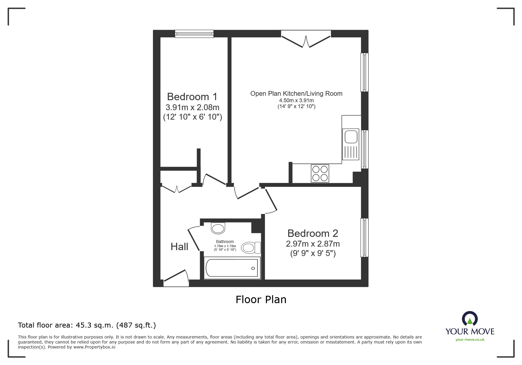 Floorplan of 2 bedroom Flat to rent, The Sycamores, Woodville, Derbyshire, DE11