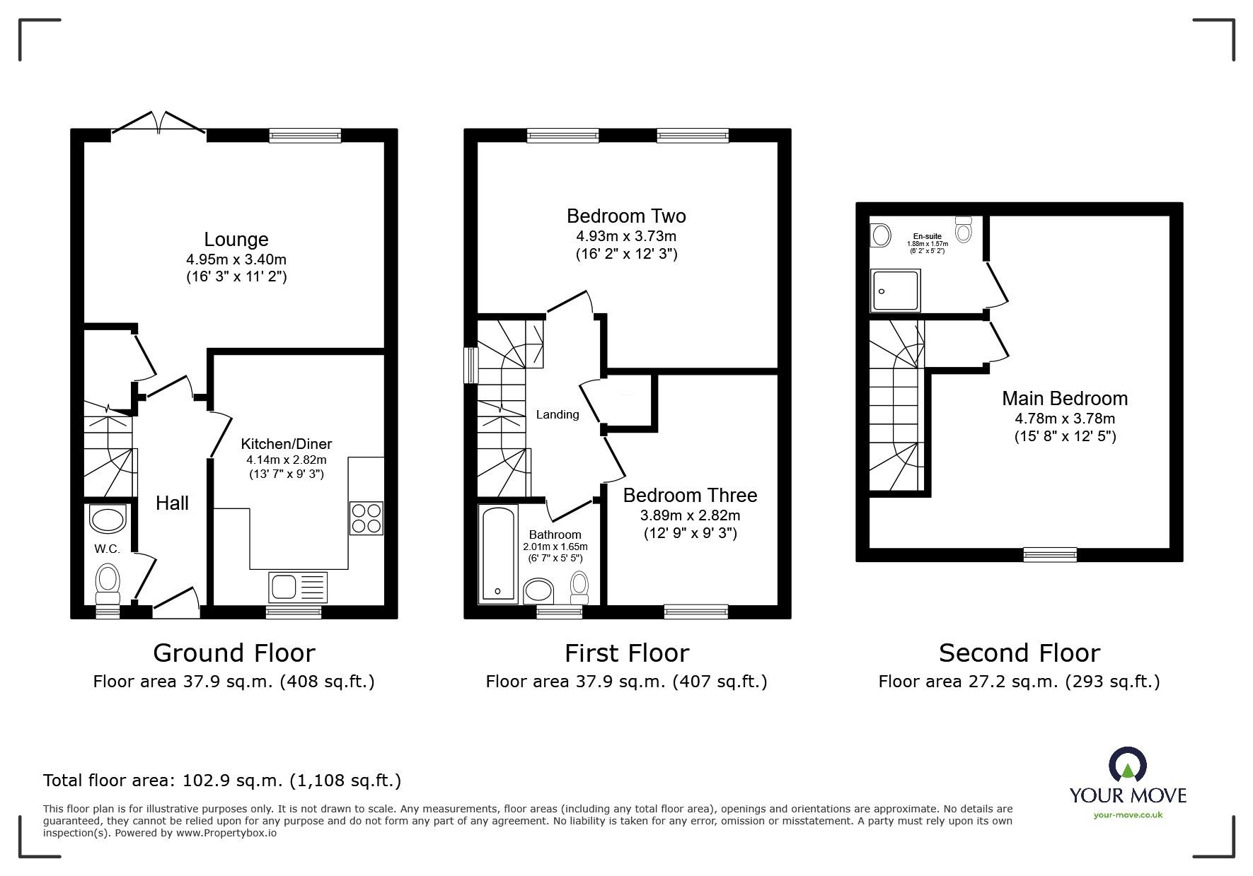 Floorplan of 3 bedroom Semi Detached House for sale, Stirling Road, Woodville, Derbyshire, DE11