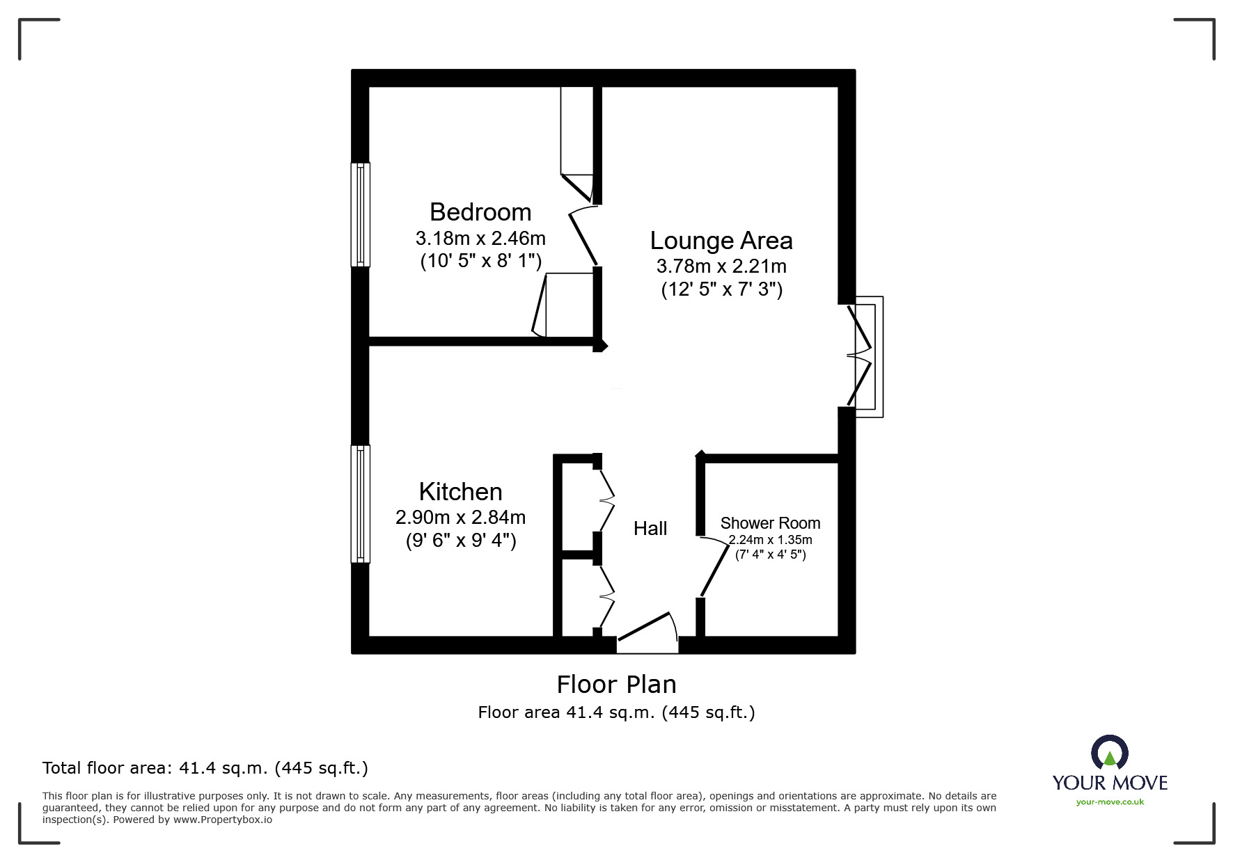 Floorplan of 1 bedroom  Flat to rent, De Montfort Close, Church Gresley, Derbyshire, DE11