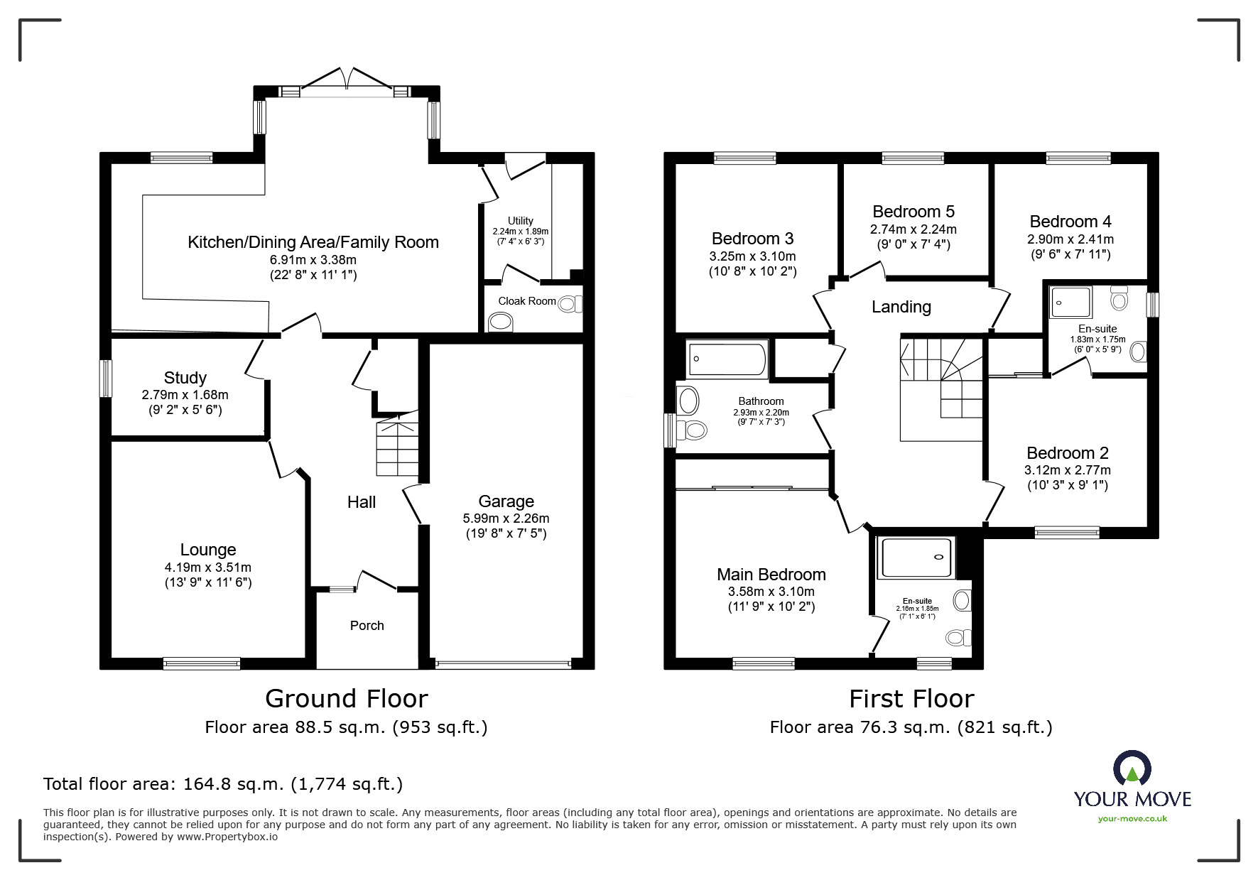 Floorplan of 5 bedroom Detached House for sale, Hewer Drive, Castle Gresley, Derbyshire, DE11
