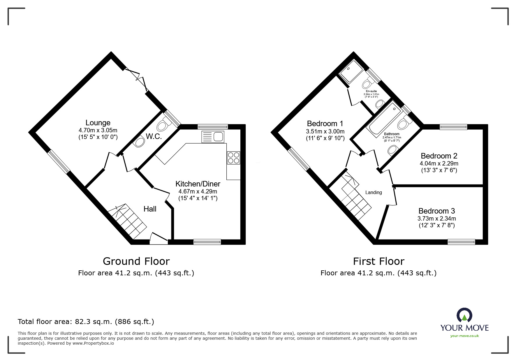 Floorplan of 3 bedroom Detached House for sale, Woodyard Close, Castle Gresley, Swadlincote, DE11