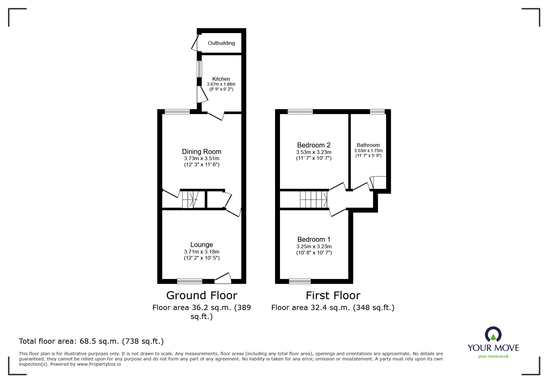 Floorplan of 2 bedroom End Terrace House for sale, Parliament Street, Newhall, Derbyshire, DE11
