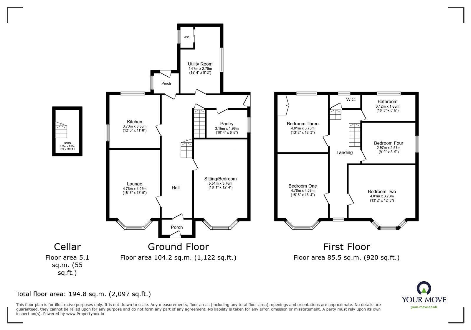 Floorplan of 4 bedroom Detached House for sale, Ashby Road, Woodville, Derbyshire, DE11