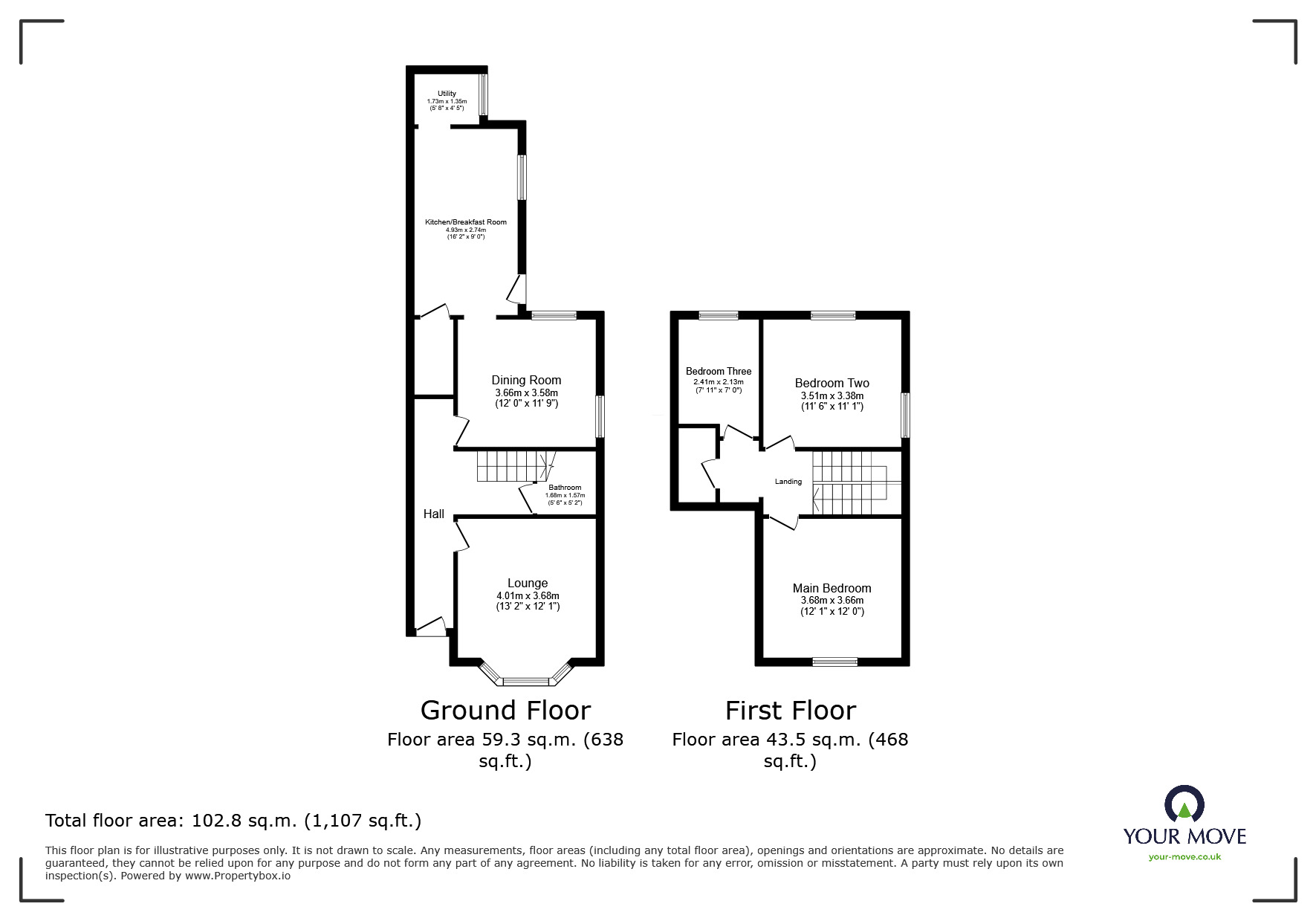 Floorplan of 3 bedroom Semi Detached House for sale, Woodville Road, Overseal, Derbyshire, DE12