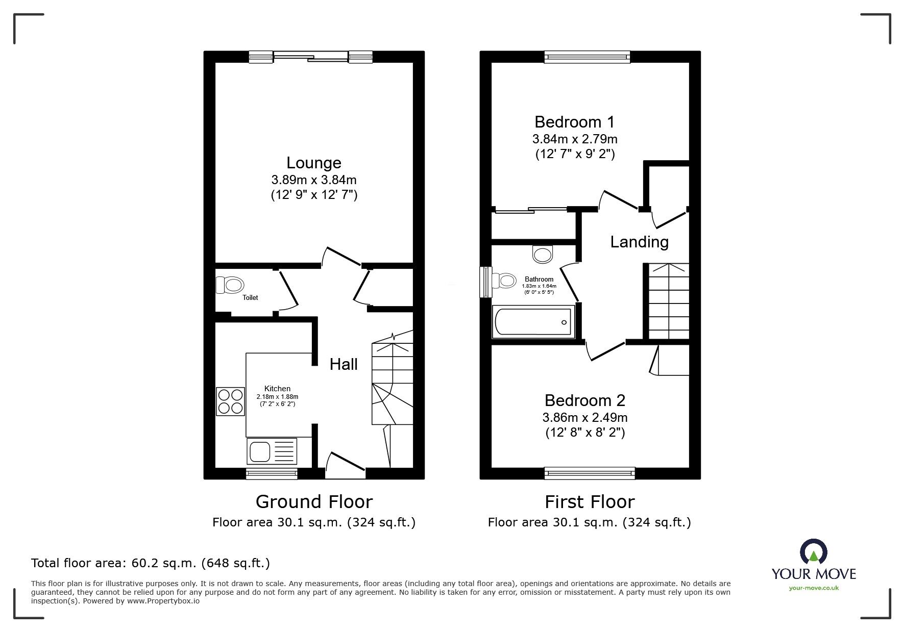 Floorplan of 2 bedroom Semi Detached House for sale, Ashford Way, Church Gresley, Derbyshire, DE11