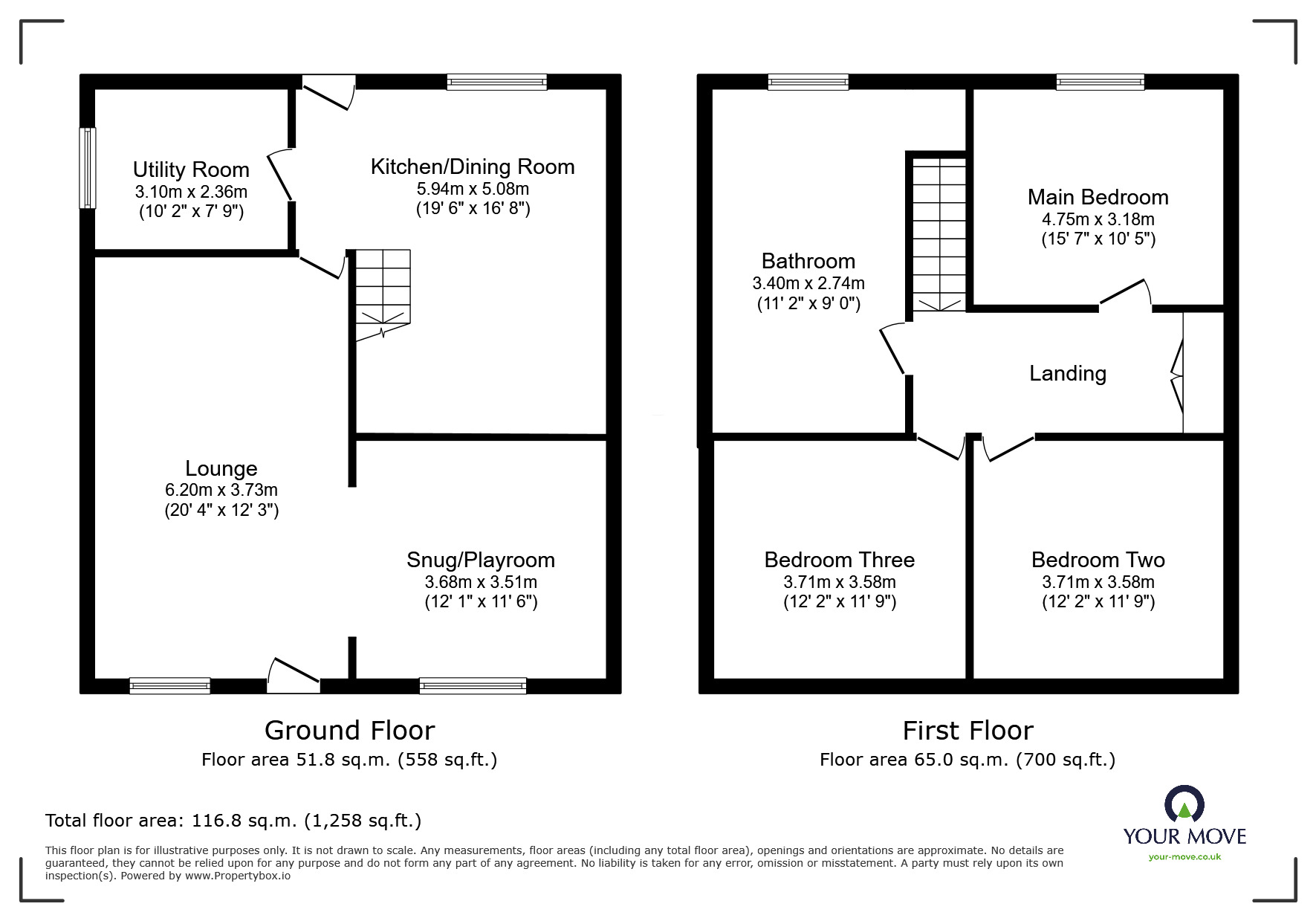 Floorplan of 3 bedroom Semi Detached House for sale, Church Street, Church Gresley, Derbyshire, DE11
