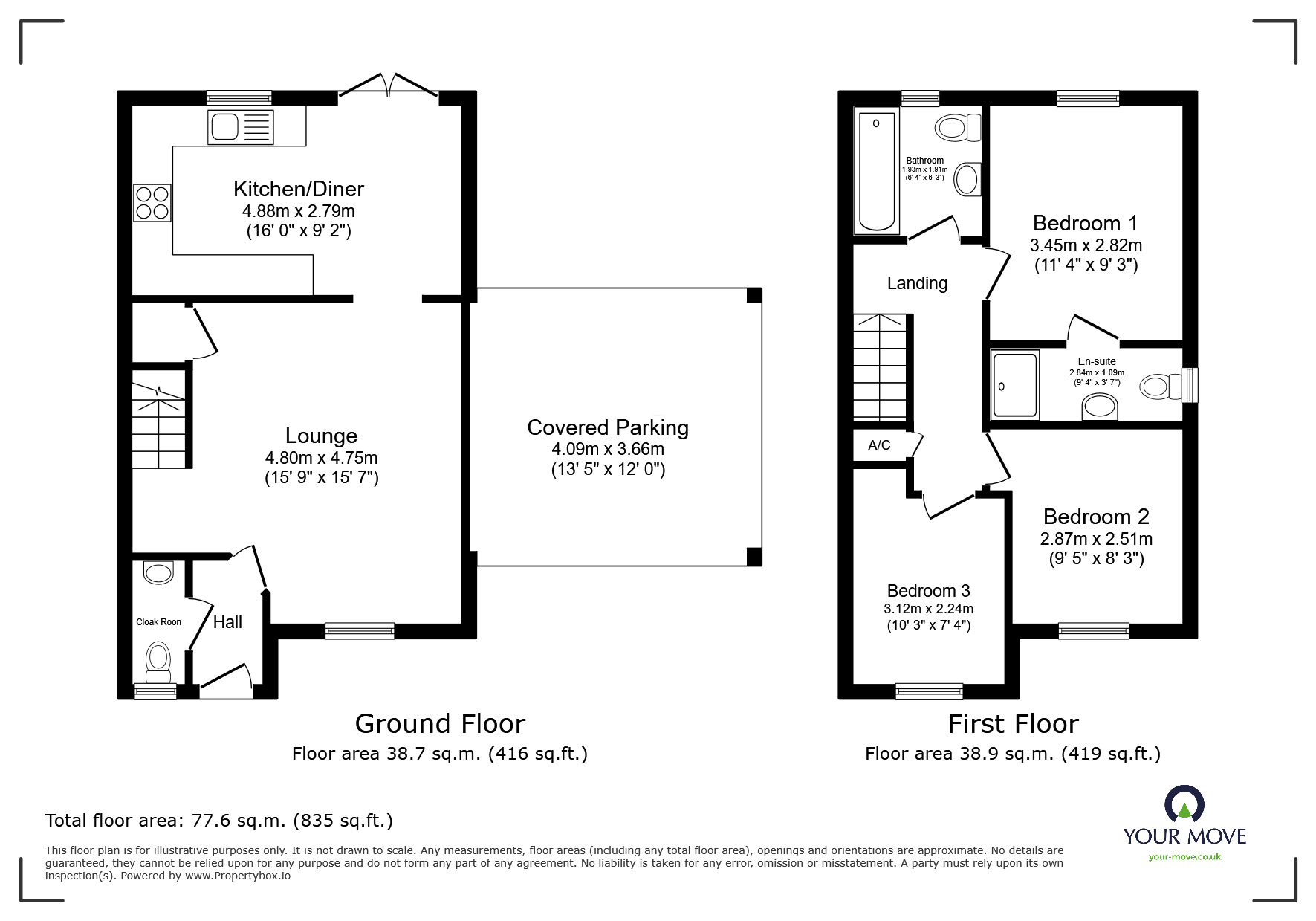 Floorplan of 3 bedroom Semi Detached House for sale, Patina Way, Swadlincote, Derbyshire, DE11