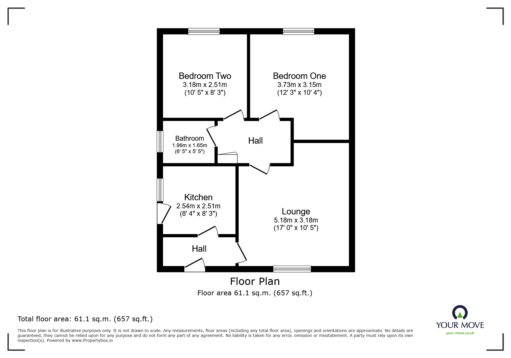 Floorplan of 2 bedroom Semi Detached Bungalow for sale, The Holdings, Oxford Street, Swadlincote, DE11