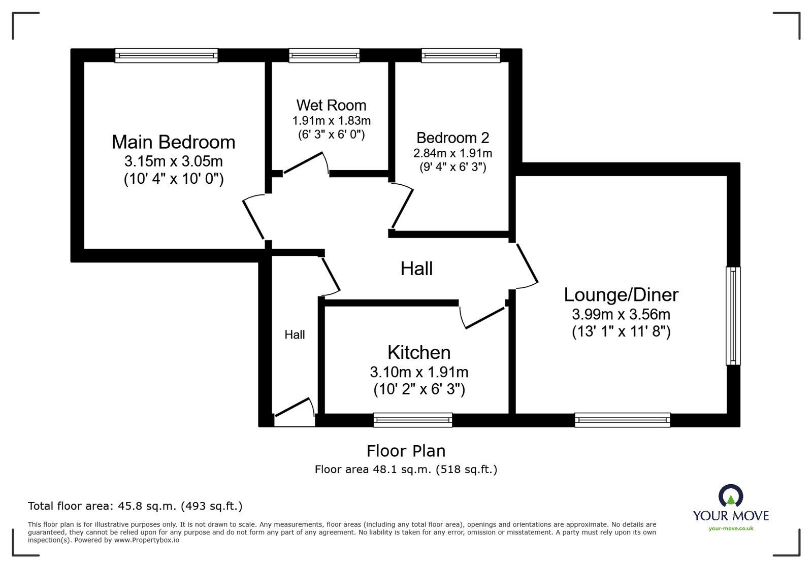 Floorplan of 2 bedroom Flat for sale, Willow Court, Swadlincote, DE11