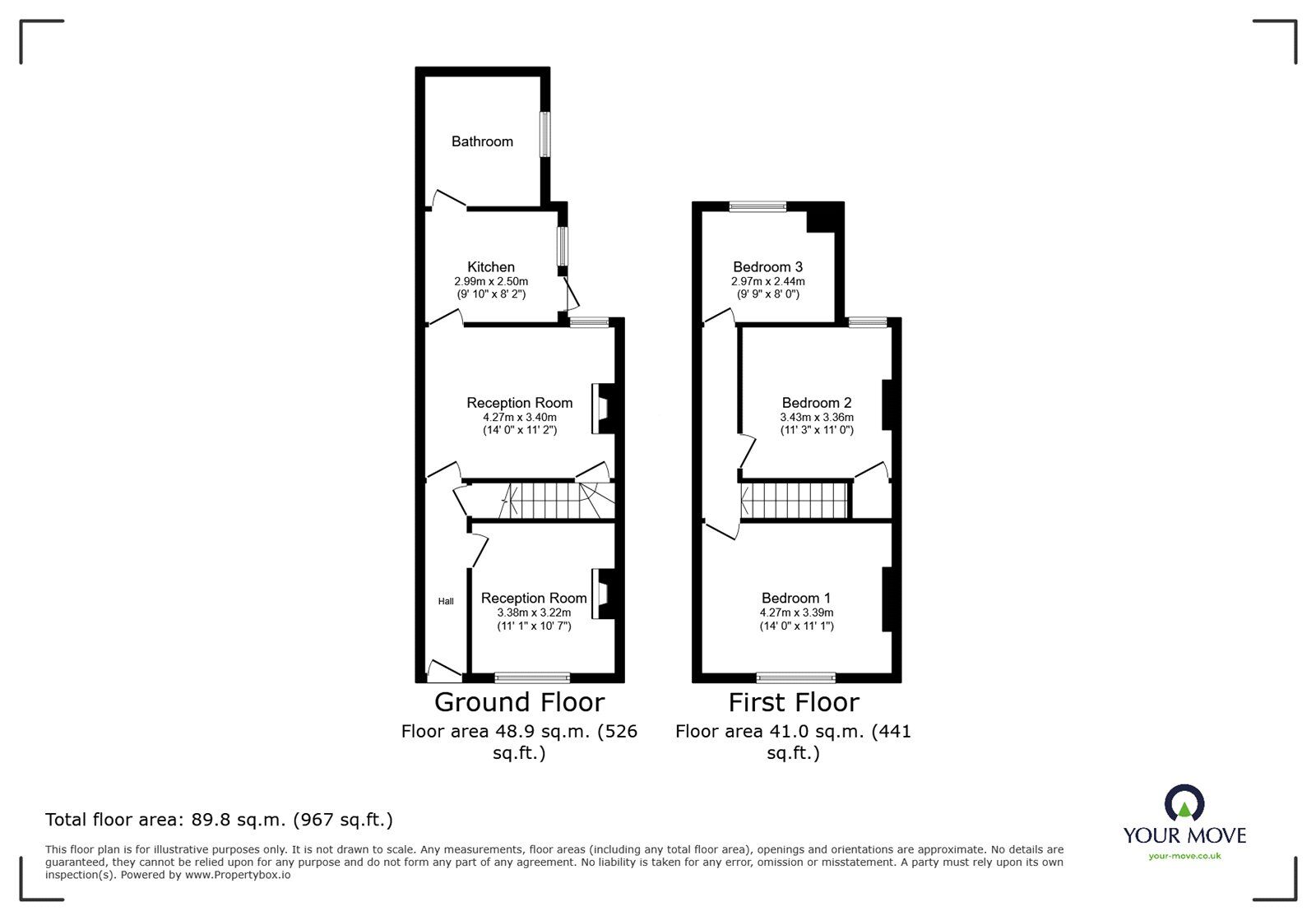 Floorplan of 3 bedroom Mid Terrace House to rent, Talbot Street, Church Gresley, Derbyshire, DE11