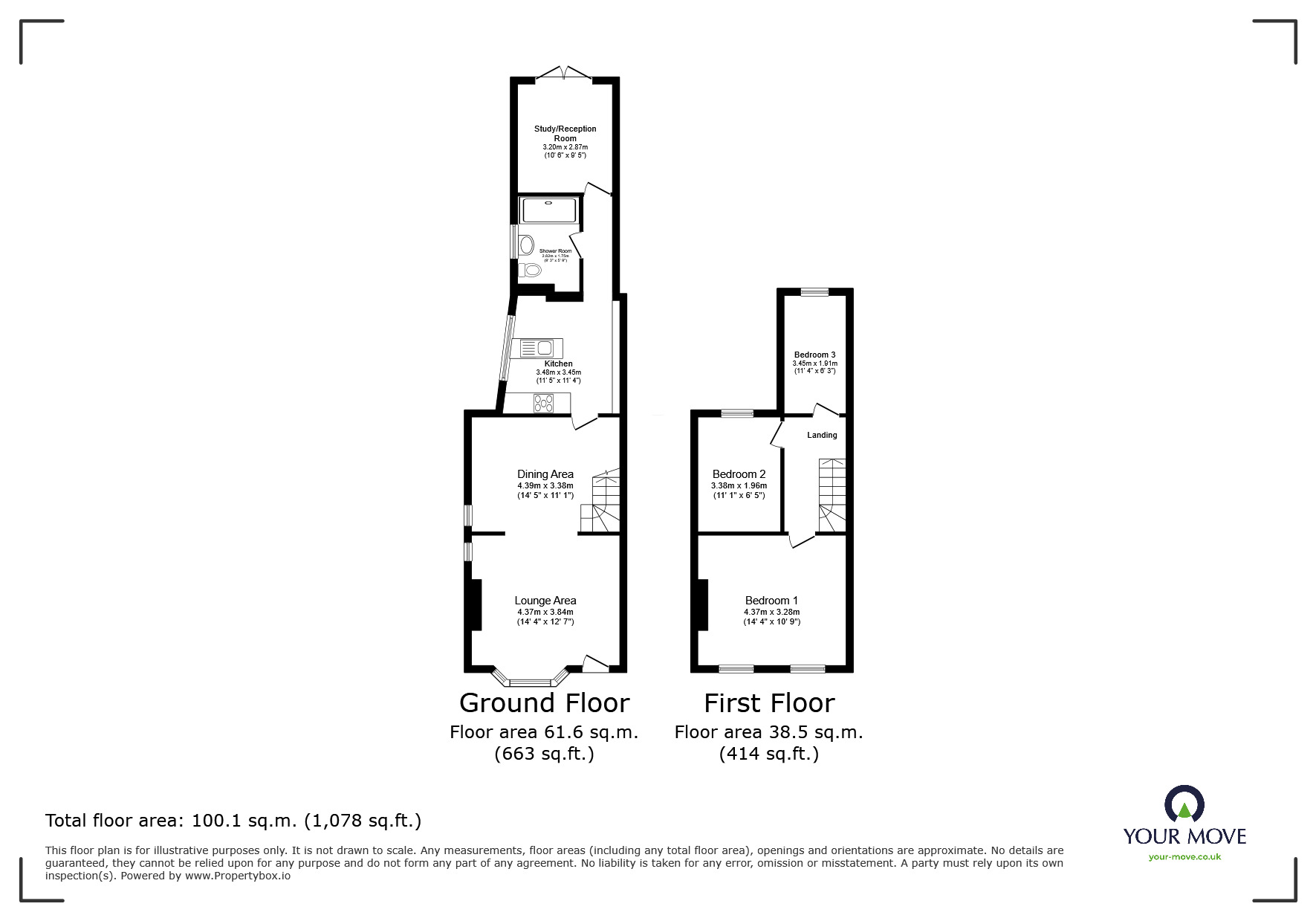 Floorplan of 3 bedroom Semi Detached House for sale, Alexandra Road, Overseal, Derbyshire, DE12