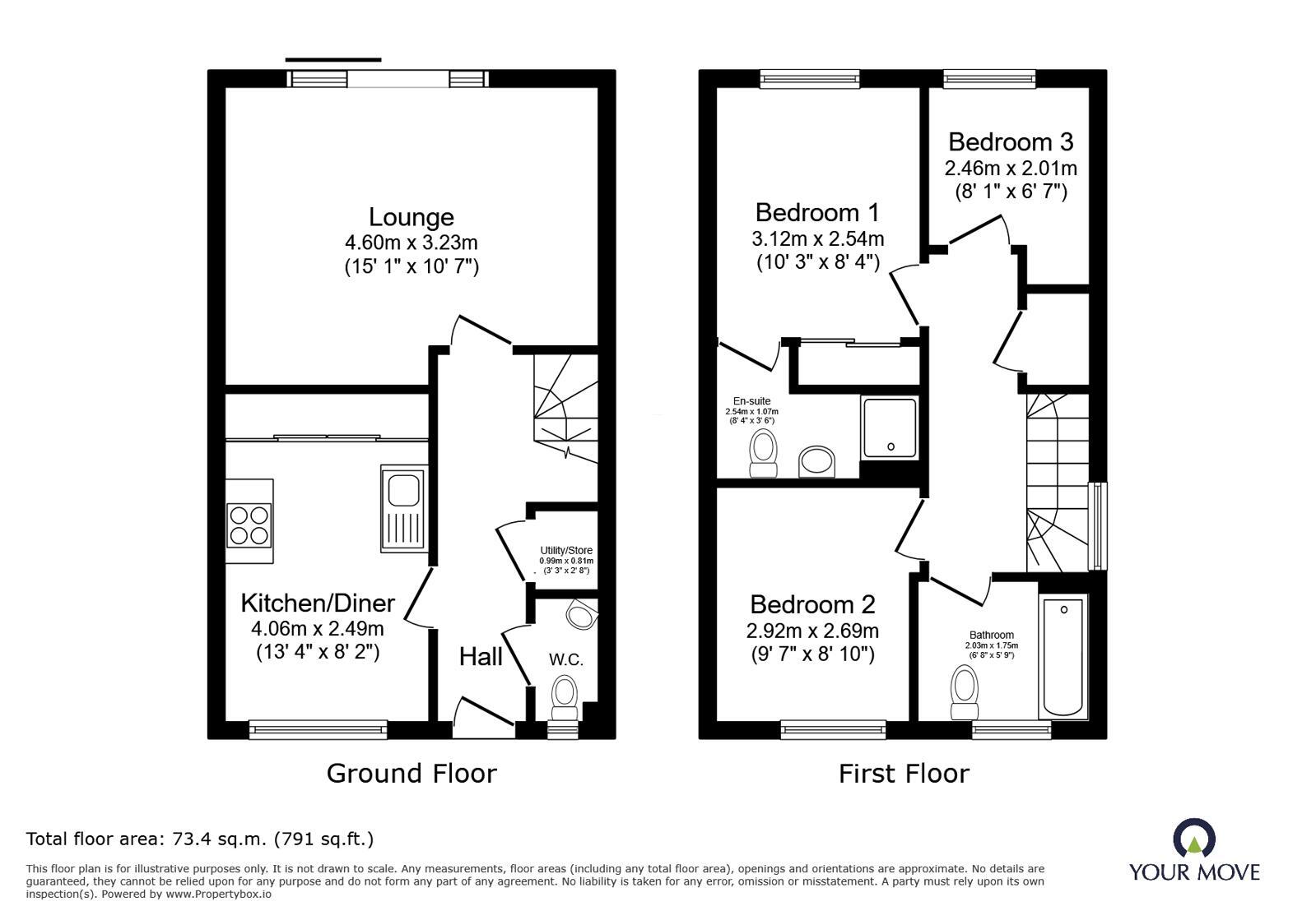 Floorplan of 3 bedroom Semi Detached House for sale, Newman Drive, Church Gresley, Derbyshire, DE11