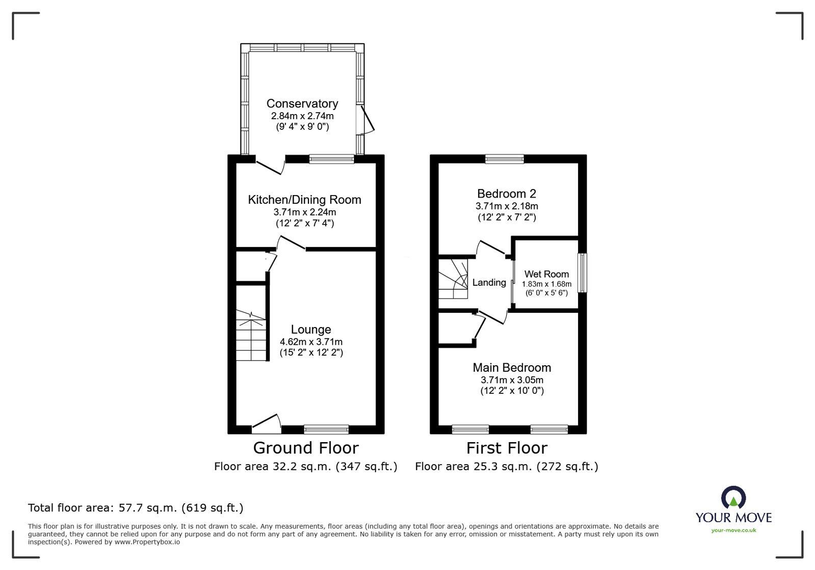 Floorplan of 2 bedroom Semi Detached House for sale, The Tythe, Midway, Derbyshire, DE11