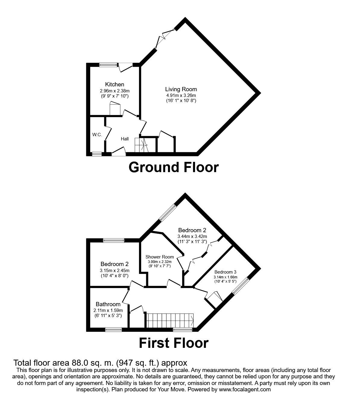 Floorplan of 3 bedroom Semi Detached House to rent, Victoria Drive, Woodville, Derbyshire, DE11