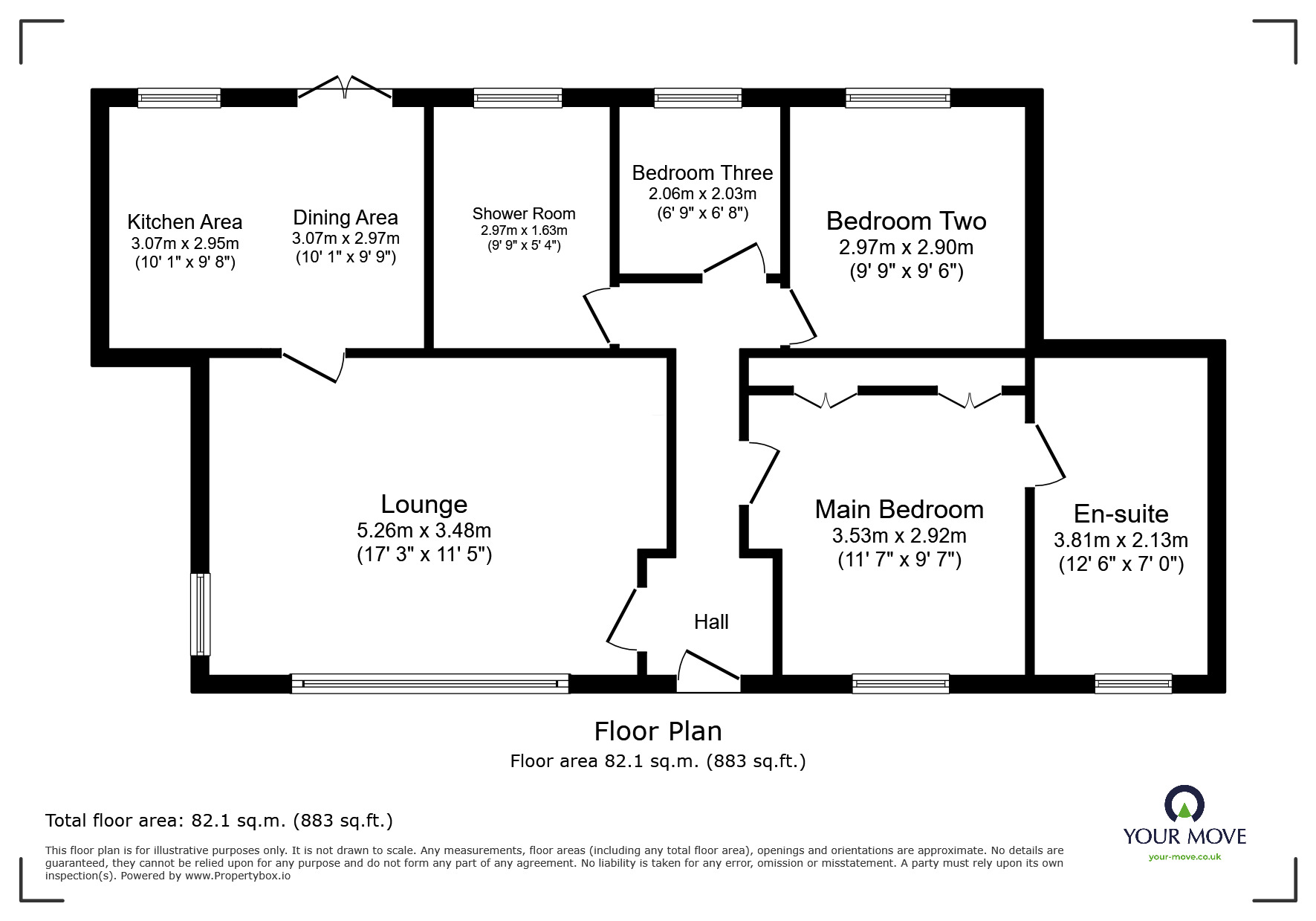 Floorplan of 3 bedroom Detached Bungalow for sale, Birch Avenue, Newhall, Derbyshire, DE11