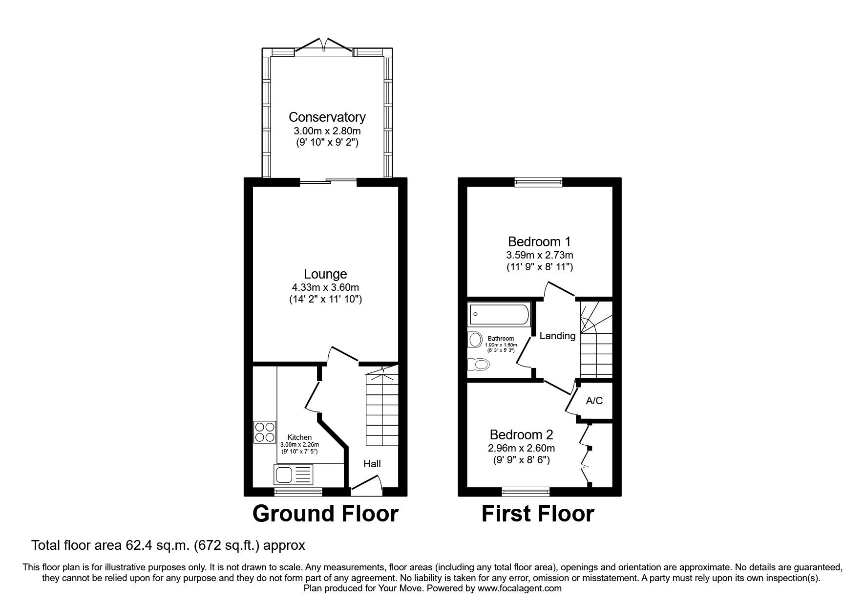 Floorplan of 2 bedroom Mid Terrace House to rent, Middle Close, Swadlincote, Derbyshire, DE11