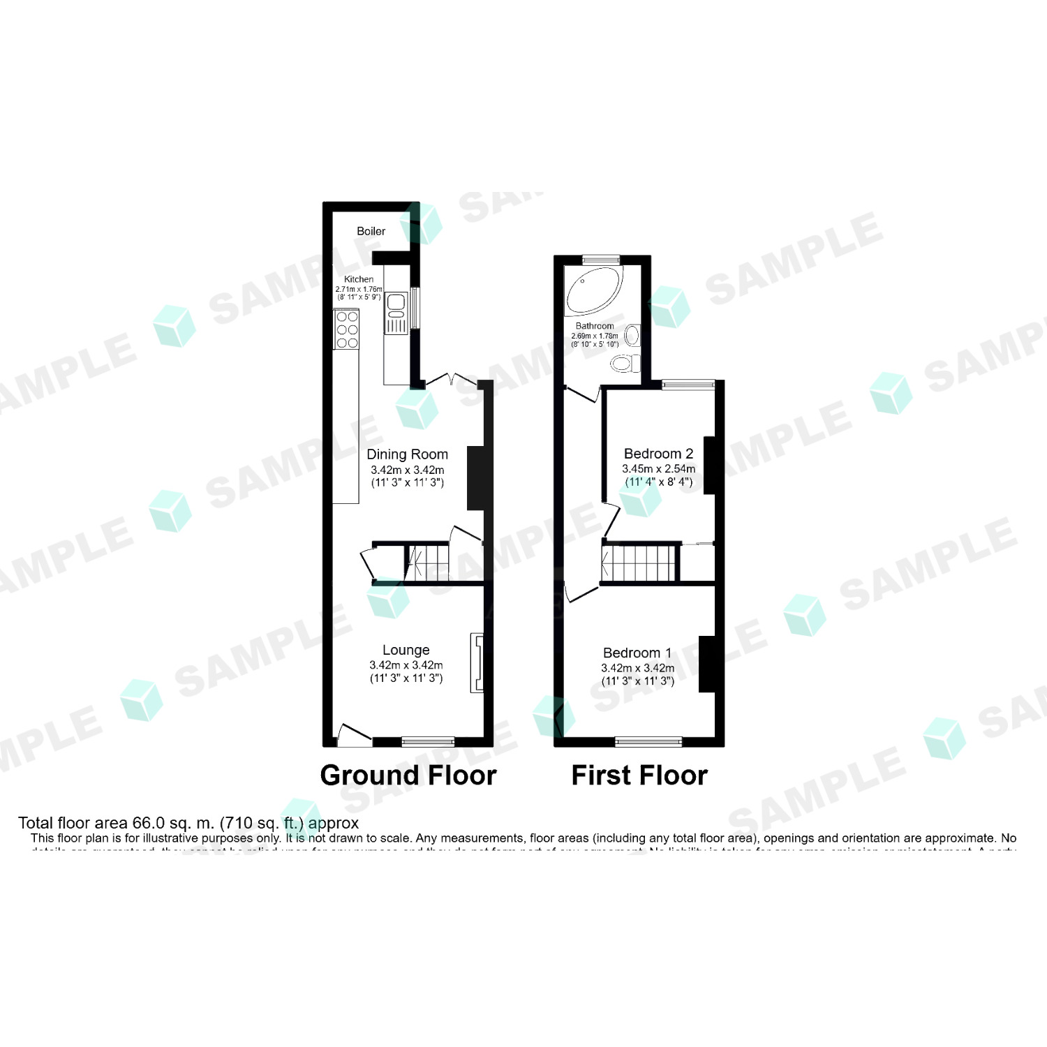 Floorplan of 2 bedroom Mid Terrace House to rent, Brighton Road, Alvaston, Derbyshire, DE24