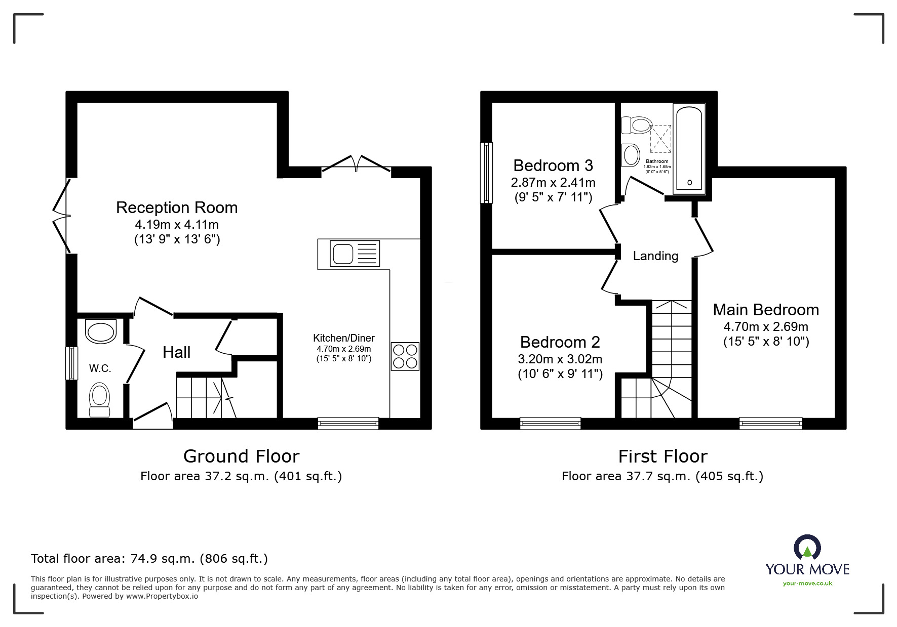 Floorplan of 3 bedroom House to rent, New Street, Swadlincote, Derbyshire, DE11