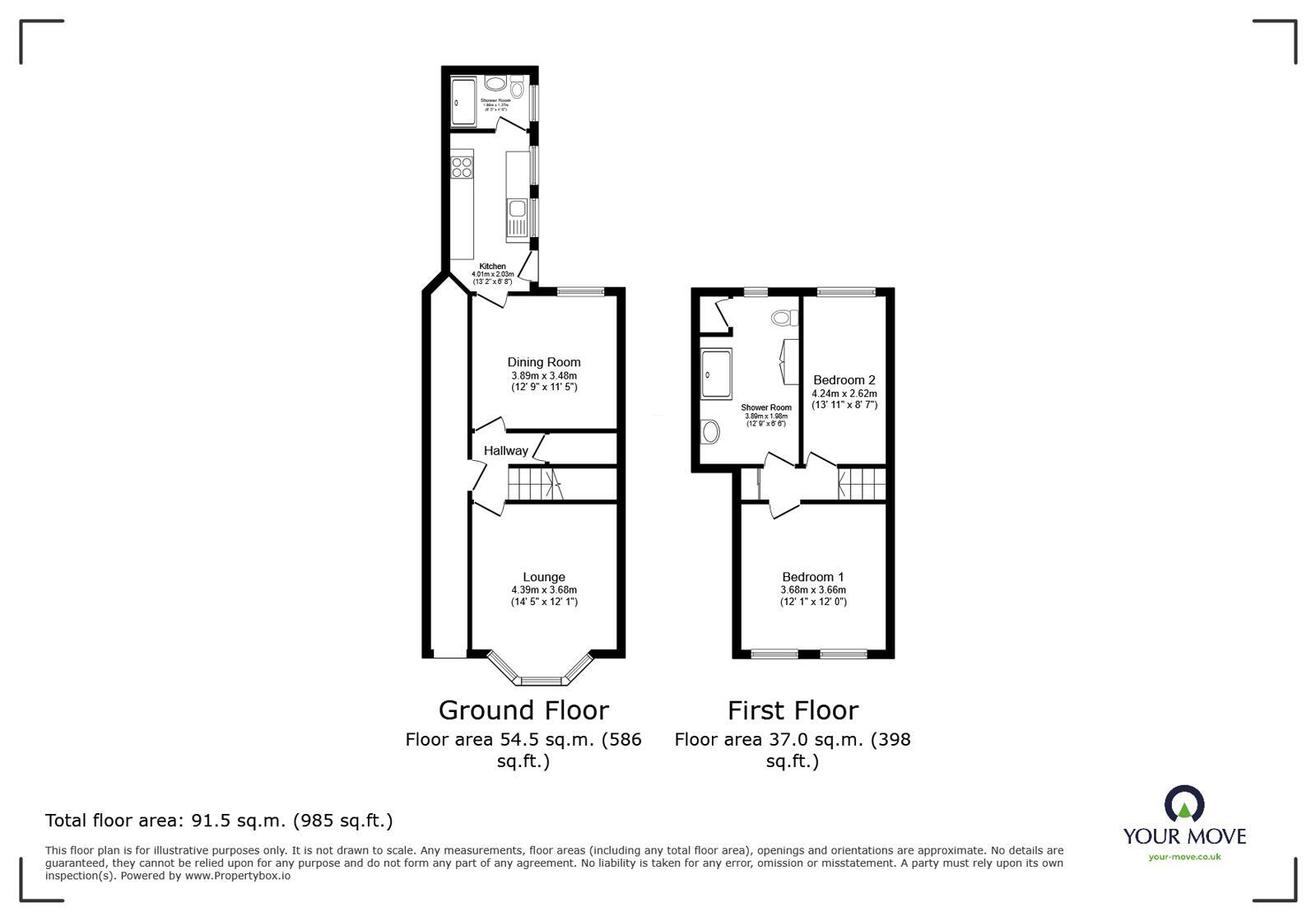 Floorplan of 2 bedroom Semi Detached House for sale, Burton Road, Castle Gresley, Derbyshire, DE11