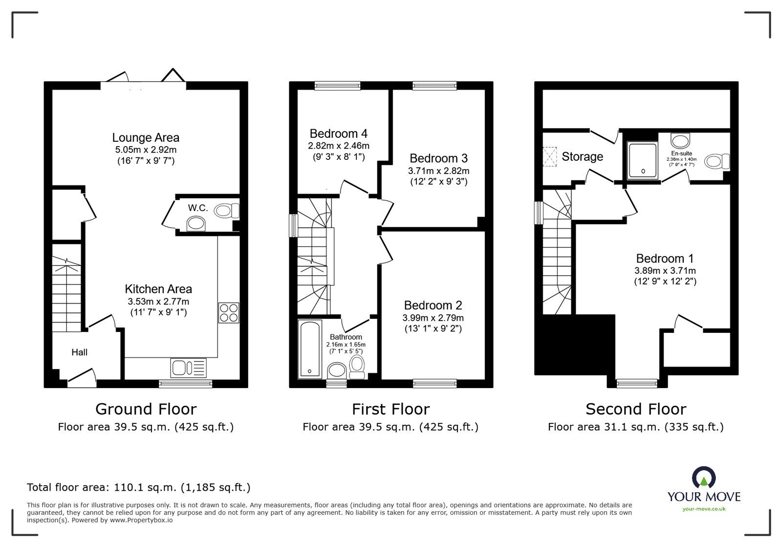 Floorplan of 4 bedroom Semi Detached House to rent, Marble Drive, Newhall, Derbyshire, DE11