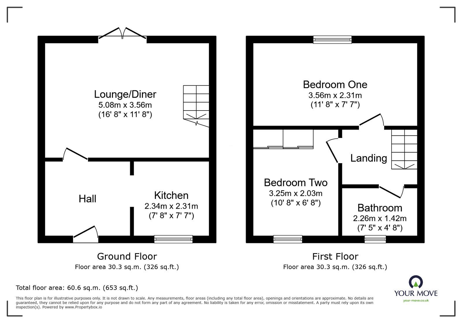 Floorplan of 2 bedroom Mid Terrace House for sale, Vicarage Gardens, Swadlincote, Derbyshire, DE11