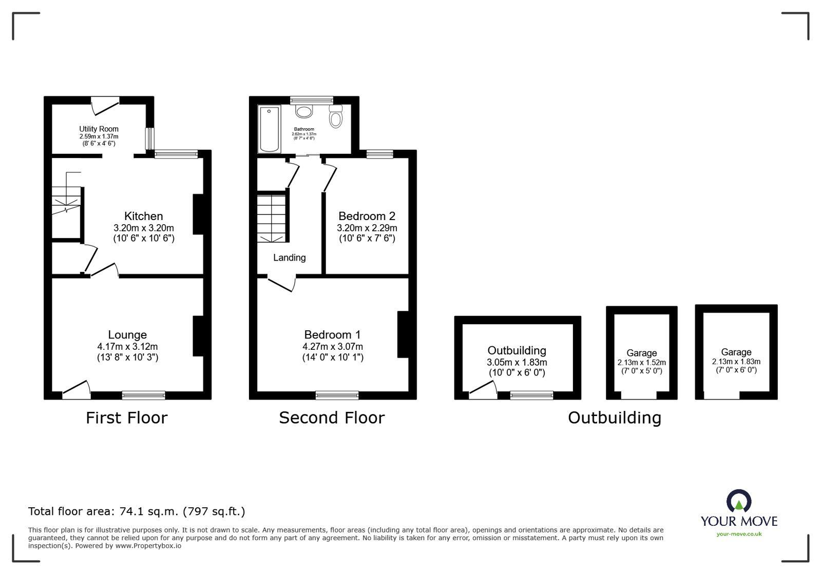 Floorplan of 2 bedroom Mid Terrace House for sale, Thorn Street, Woodville, Derbyshire, DE11