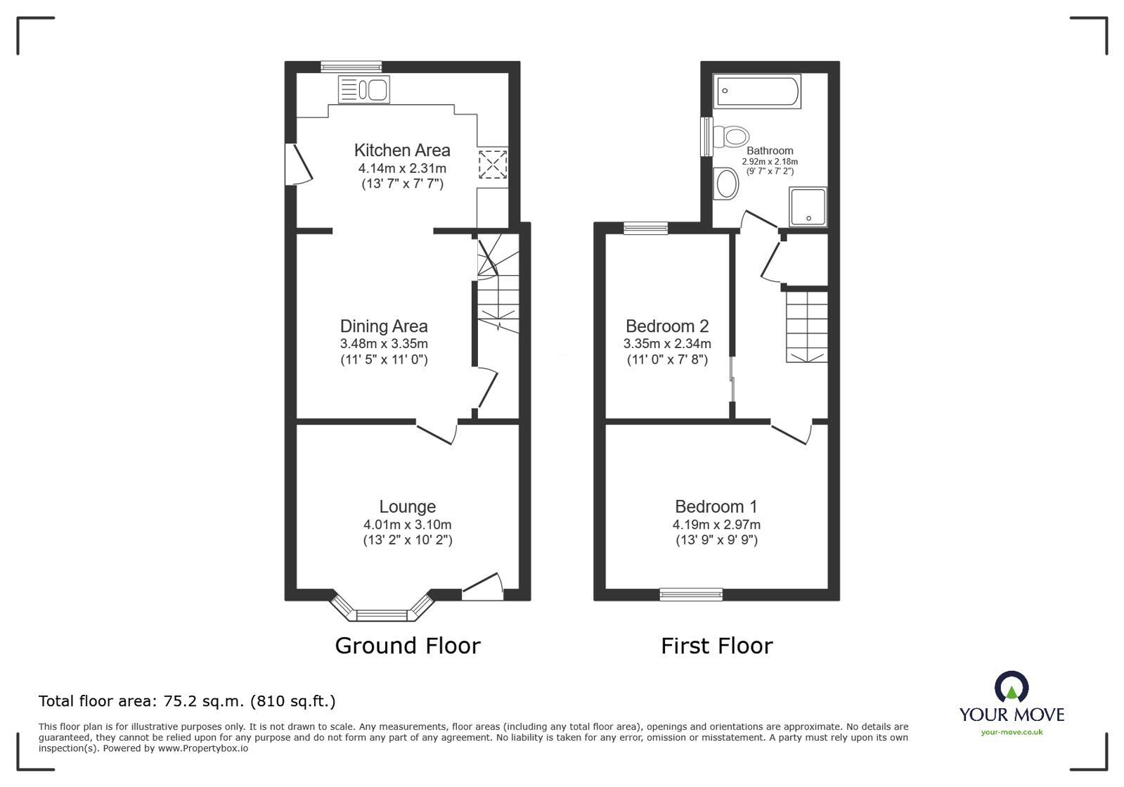 Floorplan of 2 bedroom Semi Detached House for sale, Stanhope Road, Swadlincote, Derbyshire, DE11