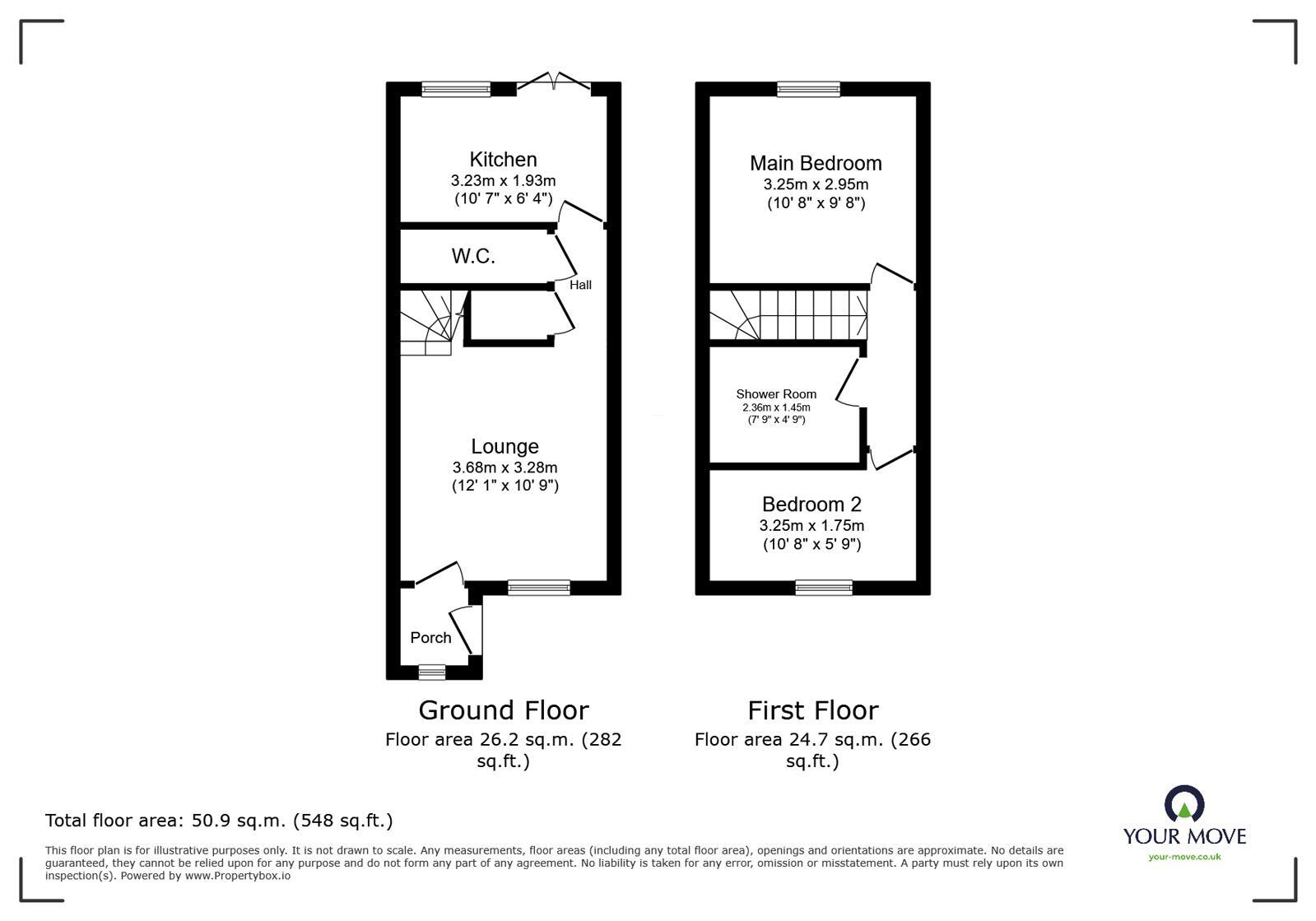 Floorplan of 2 bedroom Mid Terrace House for sale, Thorn Street, Woodville, Derbyshire, DE11
