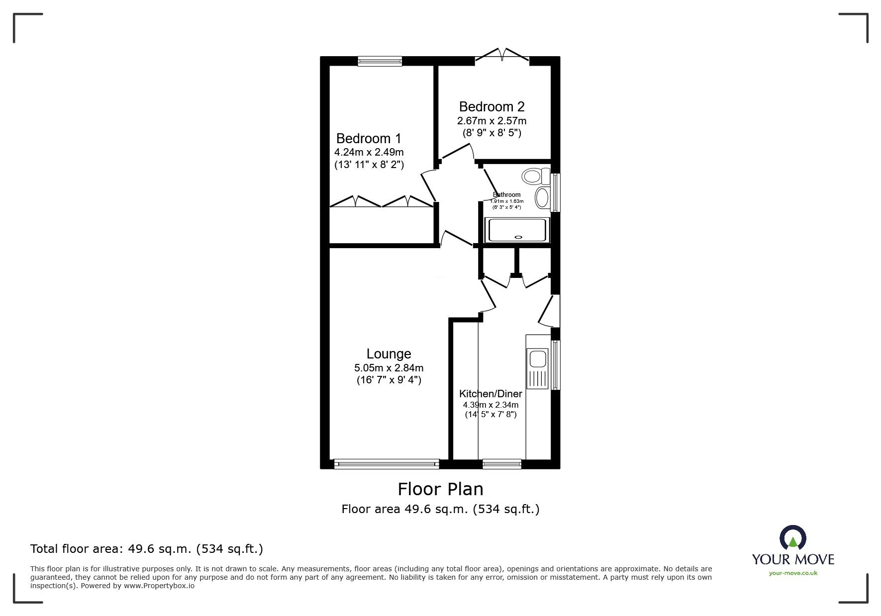 Floorplan of 2 bedroom Detached Bungalow for sale, Avon Close, Swadlincote, Derbyshire, DE11