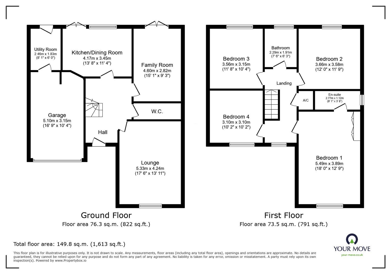 Floorplan of 4 bedroom Detached House for sale, Cobblestone Drive, Swadlincote, Derbyshire, DE11