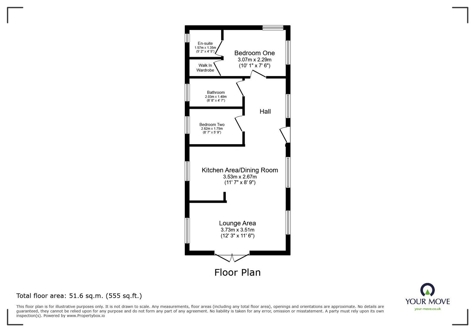 Floorplan of 2 bedroom Detached Property for sale, Park Road, Overseal, Derbyshire, DE12