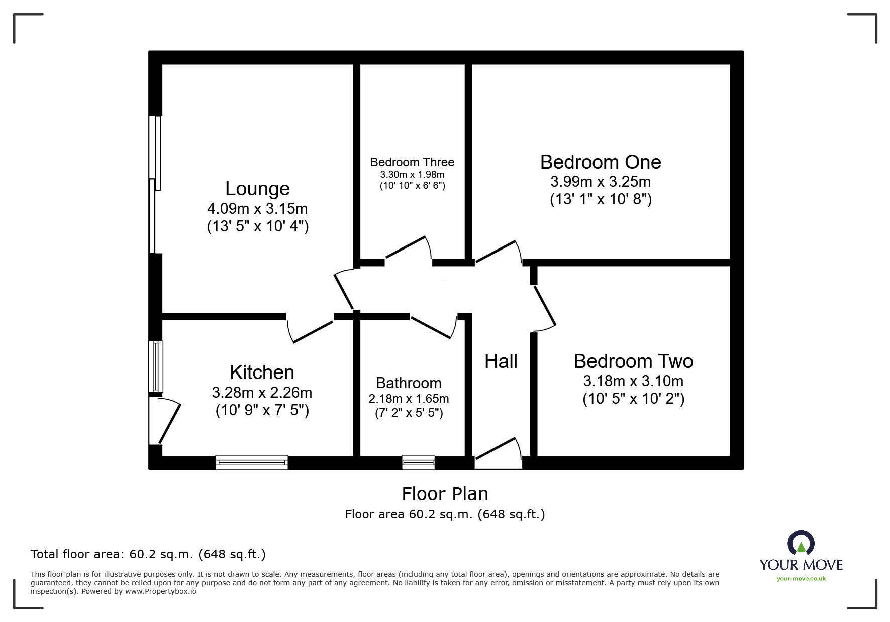 Floorplan of 3 bedroom Detached Bungalow for sale, Wood Lane, Newhall, Derbyshire, DE11