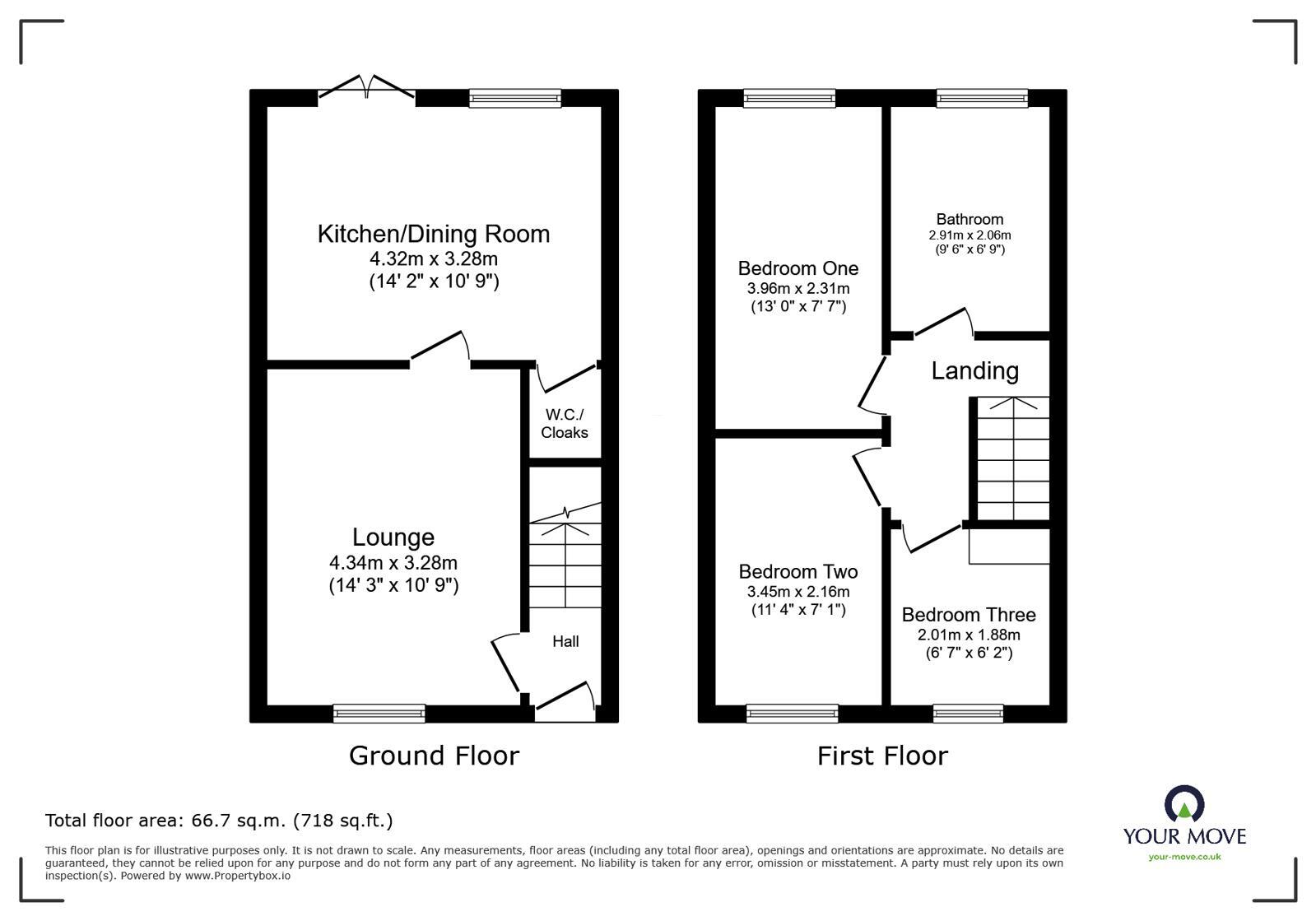 Floorplan of 3 bedroom Semi Detached House for sale, Saffron Close, Newhall, Derbyshire, DE11