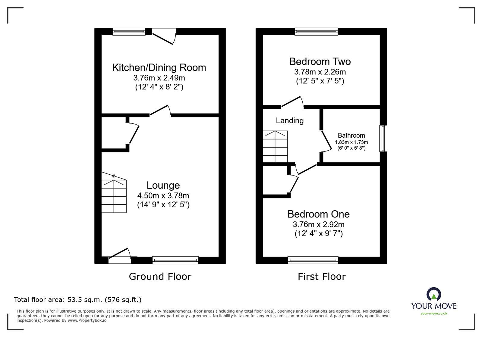 Floorplan of 2 bedroom End Terrace House for sale, Spring Street, Castle Gresley, Derbyshire, DE11