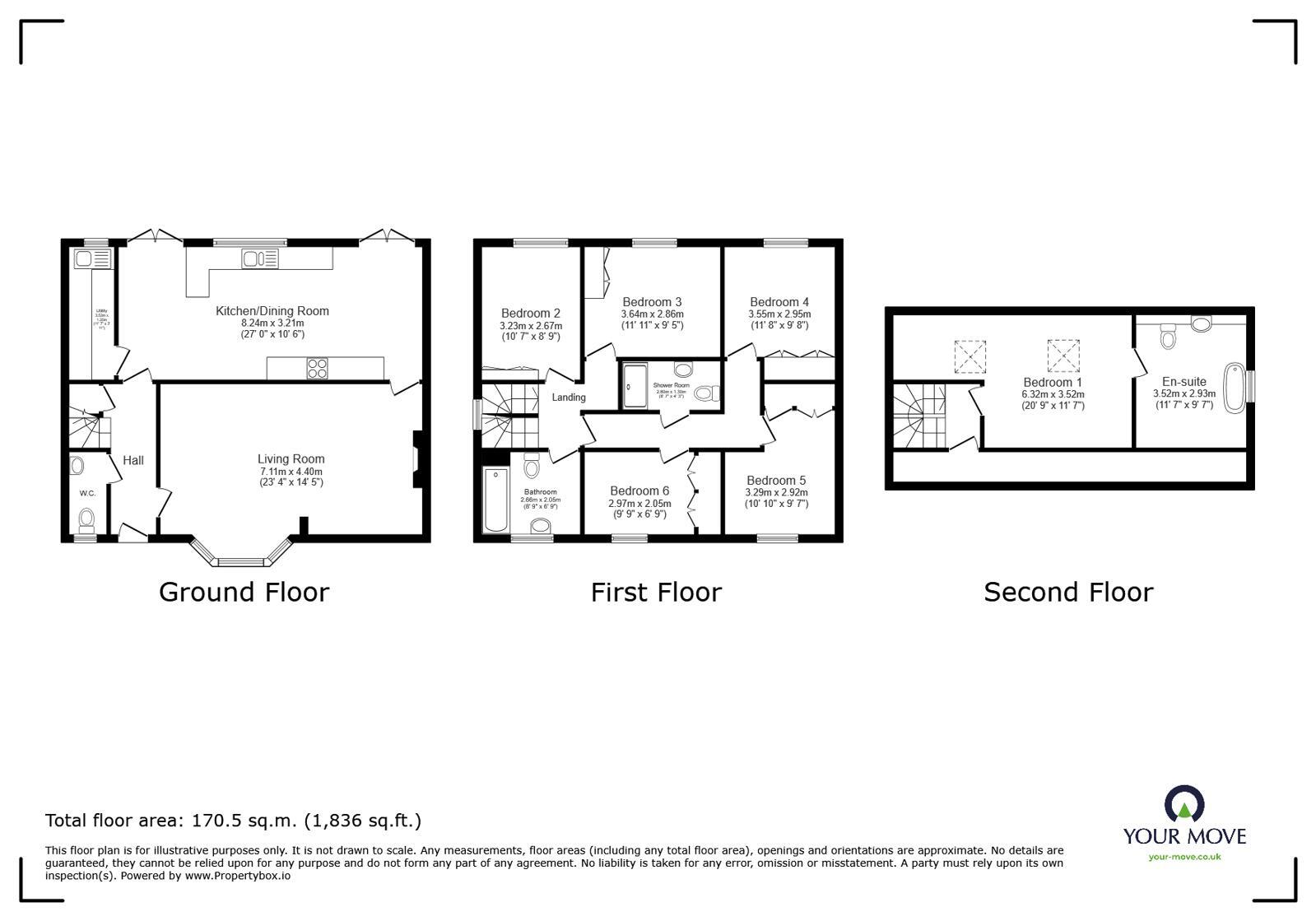 Floorplan of 6 bedroom Detached House for sale, Renshaw Drive, Newhall, Derbyshire, DE11